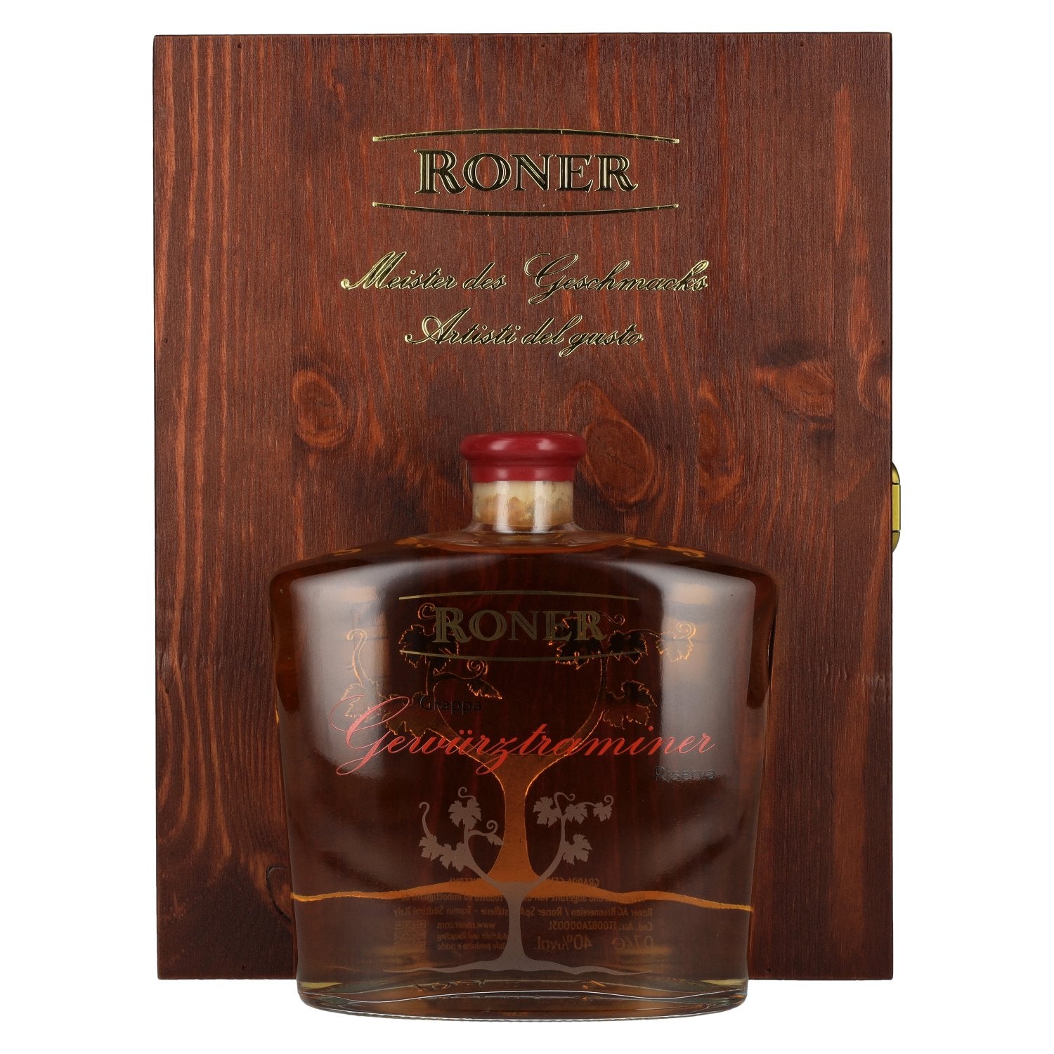 Roner Grappa Gewuerztraminer Riserva 40% Vol. 0,7l in Holzkiste