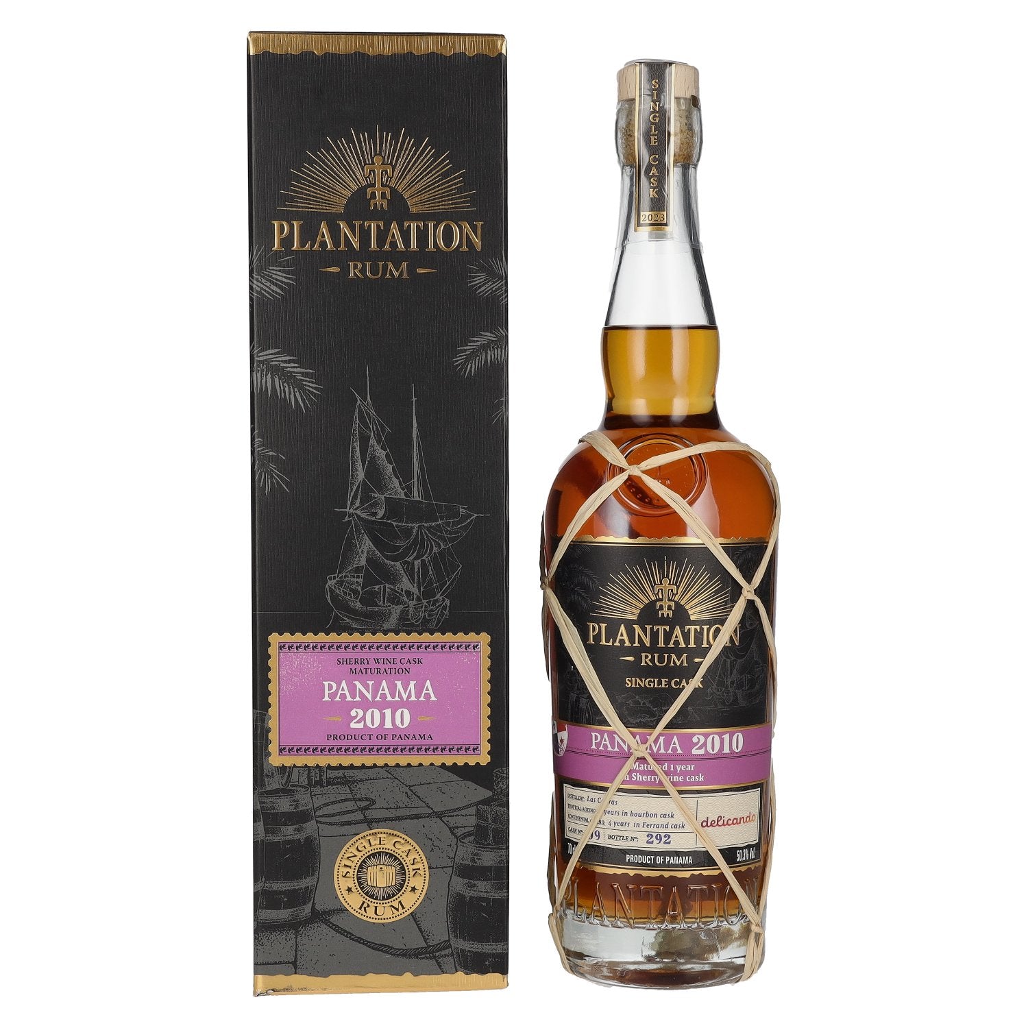 Plantation Rum PANAMA 2010 Single Cask Sherry Finish by delicando 2023 50,3% Vol. 0,7l in Giftbox