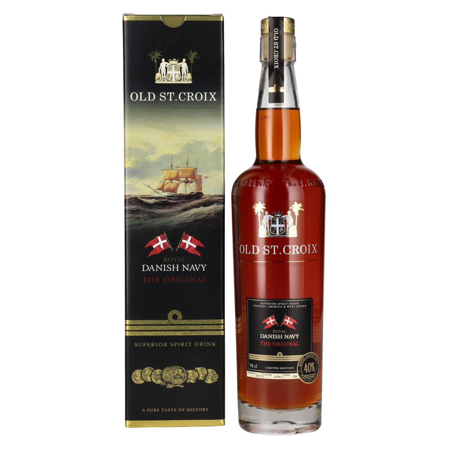 Old St. Croix A.H. Riise Royal DANISH NAVY Superior Spirit Drink 40% Vol. 0,7l in Giftbox