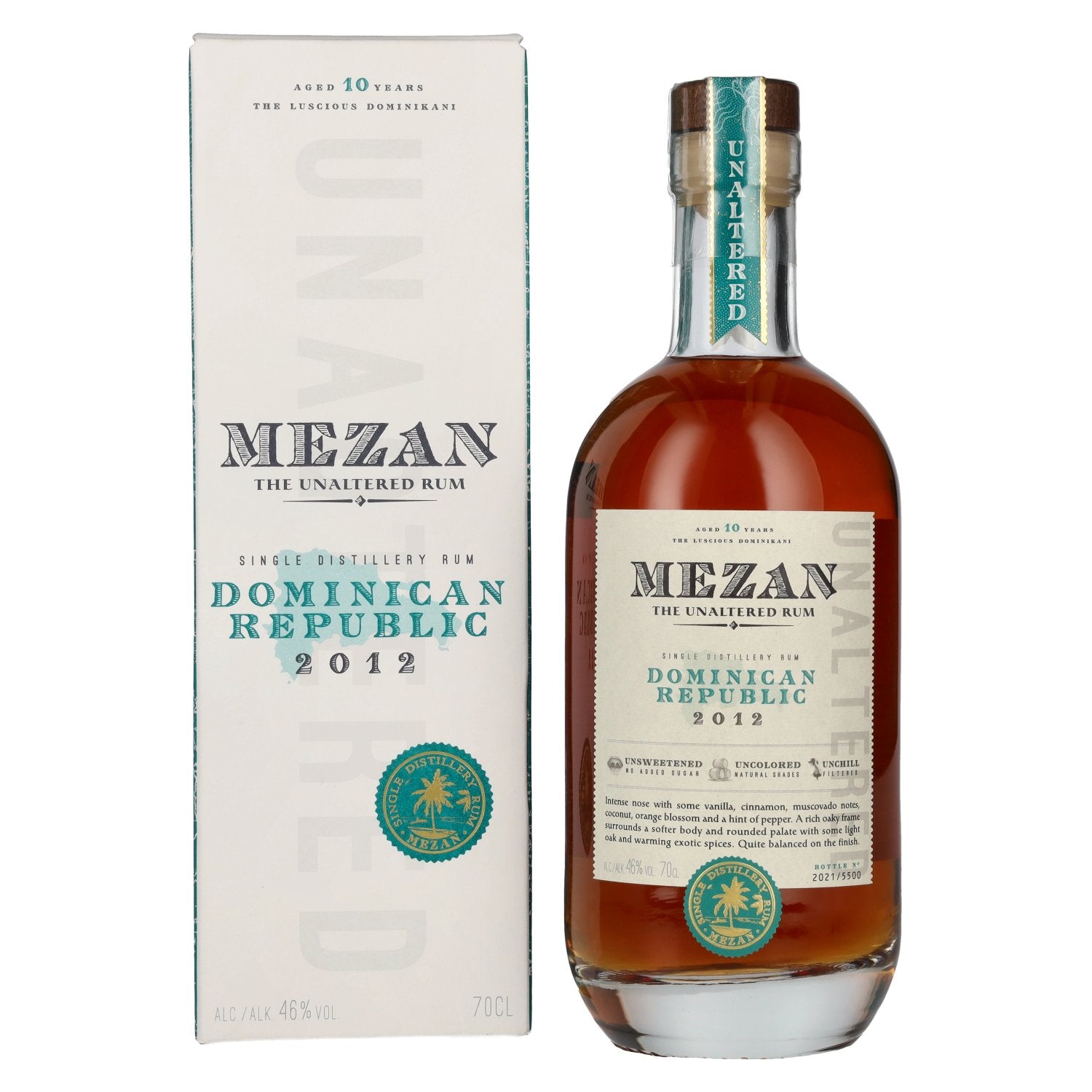 Mezan The Unaltered Rum Dominican Republic 2012 46% Vol. 0,7l in Giftbox