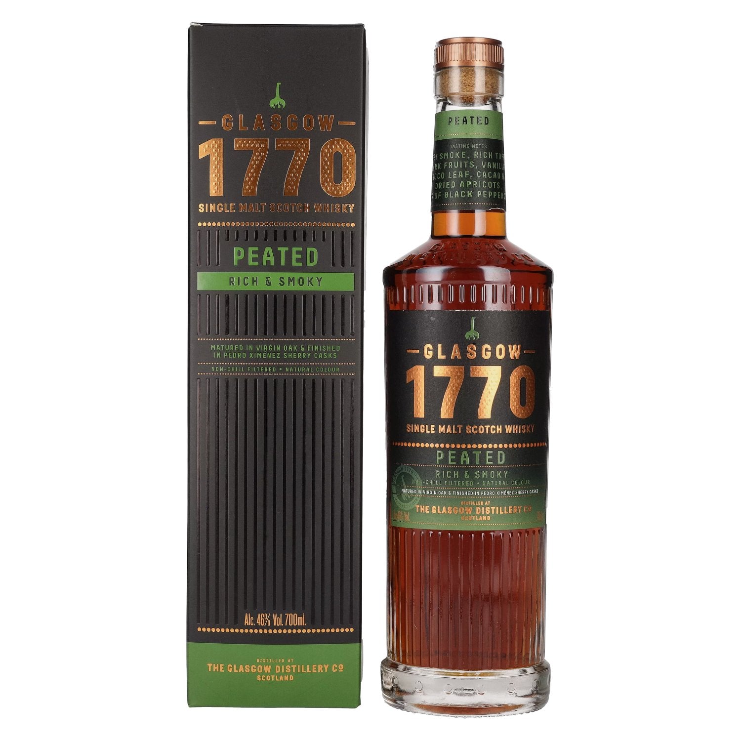 1770 glassgow PEATED Single Malt Rich & Smoky 46% Vol. 0,7l in Giftbox