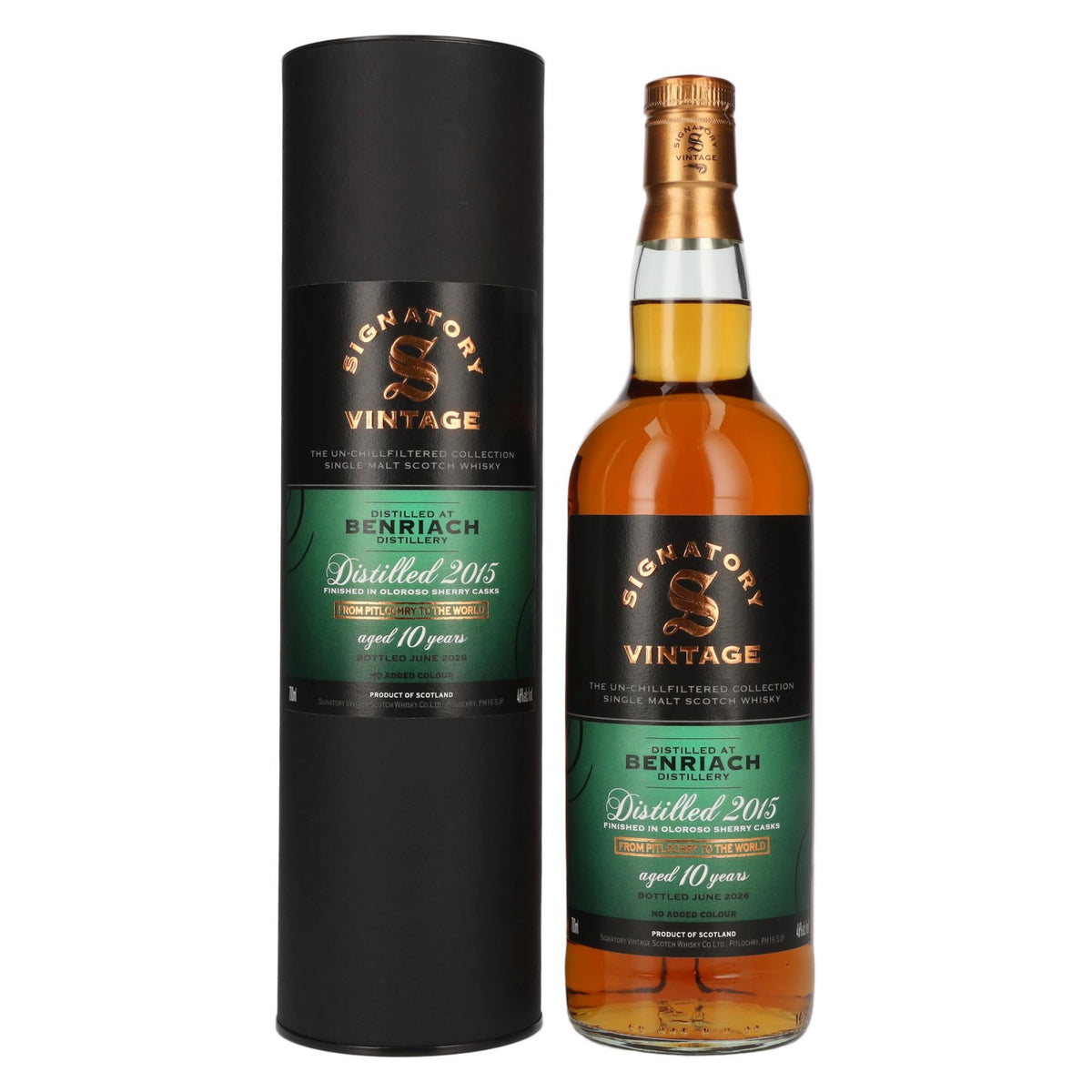 Signatory Vintage BENRIACH 10 Years Old The Un-Chillfiltered 2015 46% Vol. 0,7l in Giftbox