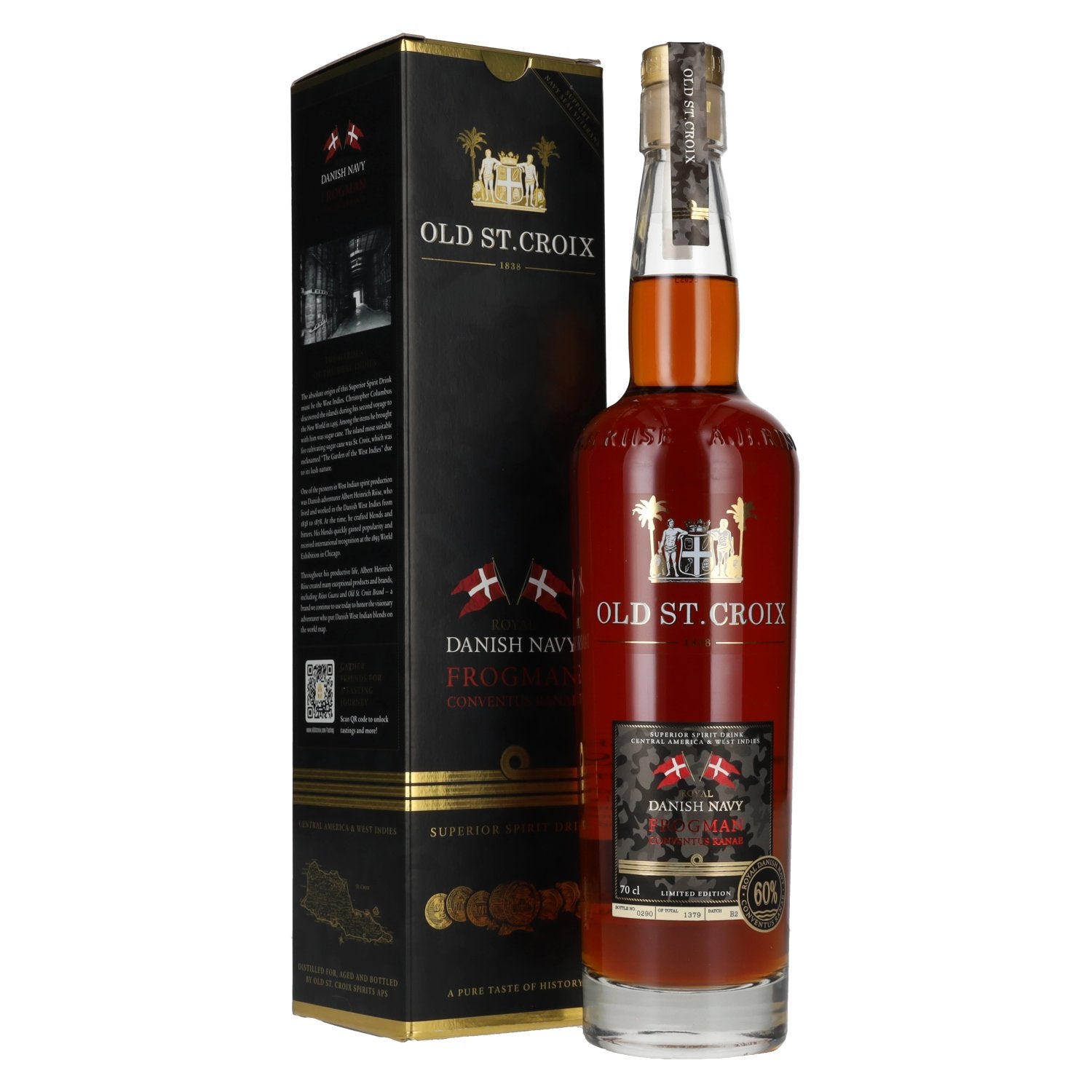 Old St. Croix Royal DANISH NAVY FROGMAN Conventus Ranae Superior Spirit Drink 60% Vol. 0,7l in Giftbox