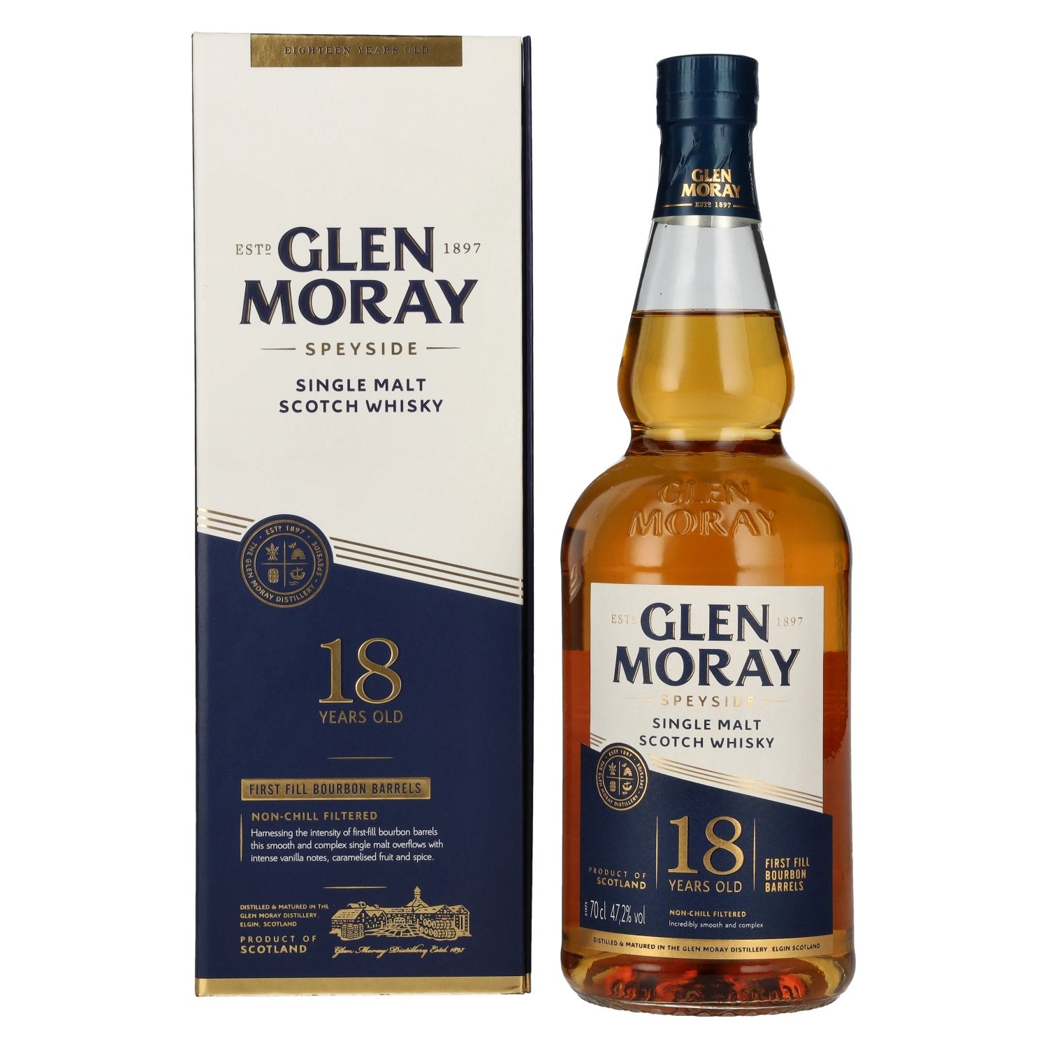 Glen Moray 18 Years Old Speyside Single Malt 47,2% Vol. 0,7l in Giftbox