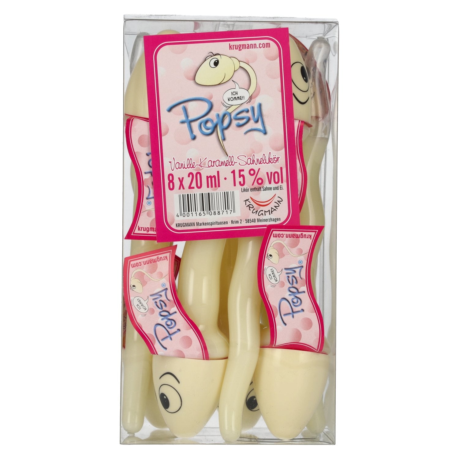 Krugmann Popsy Vanille-Karamel-Sahnelikoer 15% Vol. 8x0,02l PET