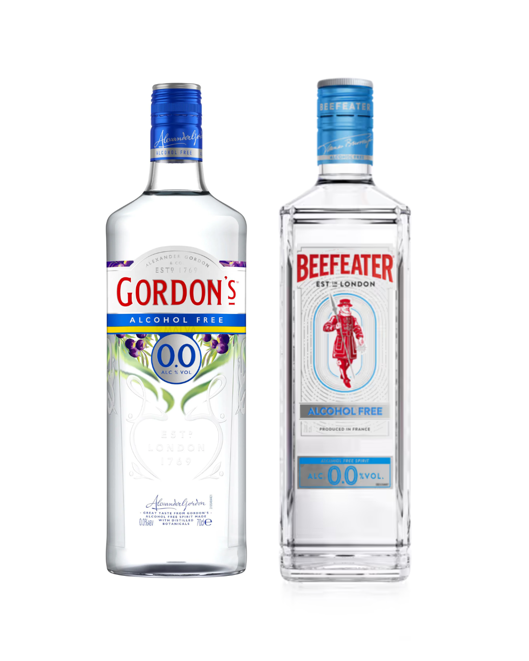 Set of 2-bottle Beefeater alcohol free 0.0% and Gordon's alcohol free 0.0% 0,7l