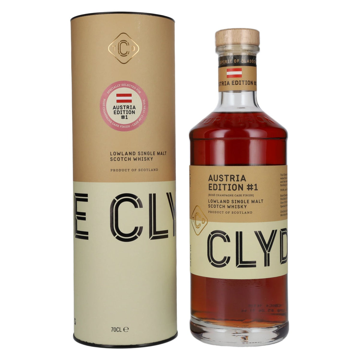 Clydeside AUSTRIA EDITON #1 Rose Champagne Cask Finish Lowland Single Malt 59,8% Vol. 0,7l in Giftbox