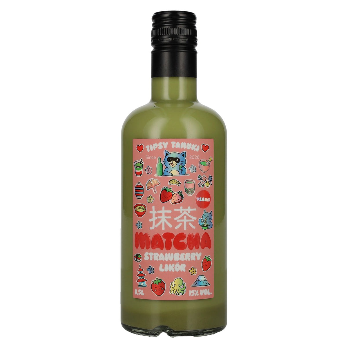 Tipsy Tanuki Matcha Strawberry Likoer 15% Vol. 0,5l