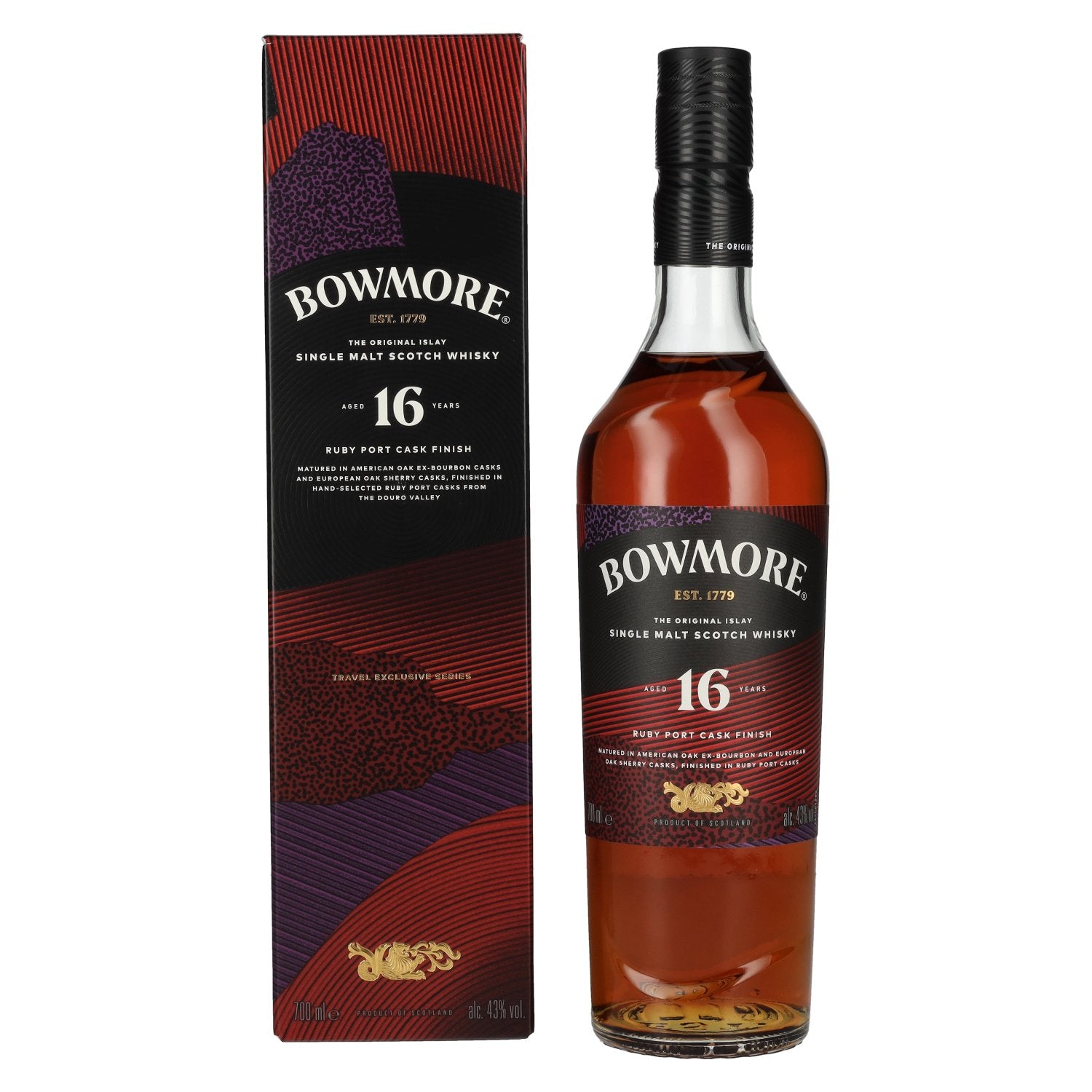 Bowmore 16 Years Old Ruby Port Cask Finish Islay Single Malt 43% Vol. 0,7l in Giftbox