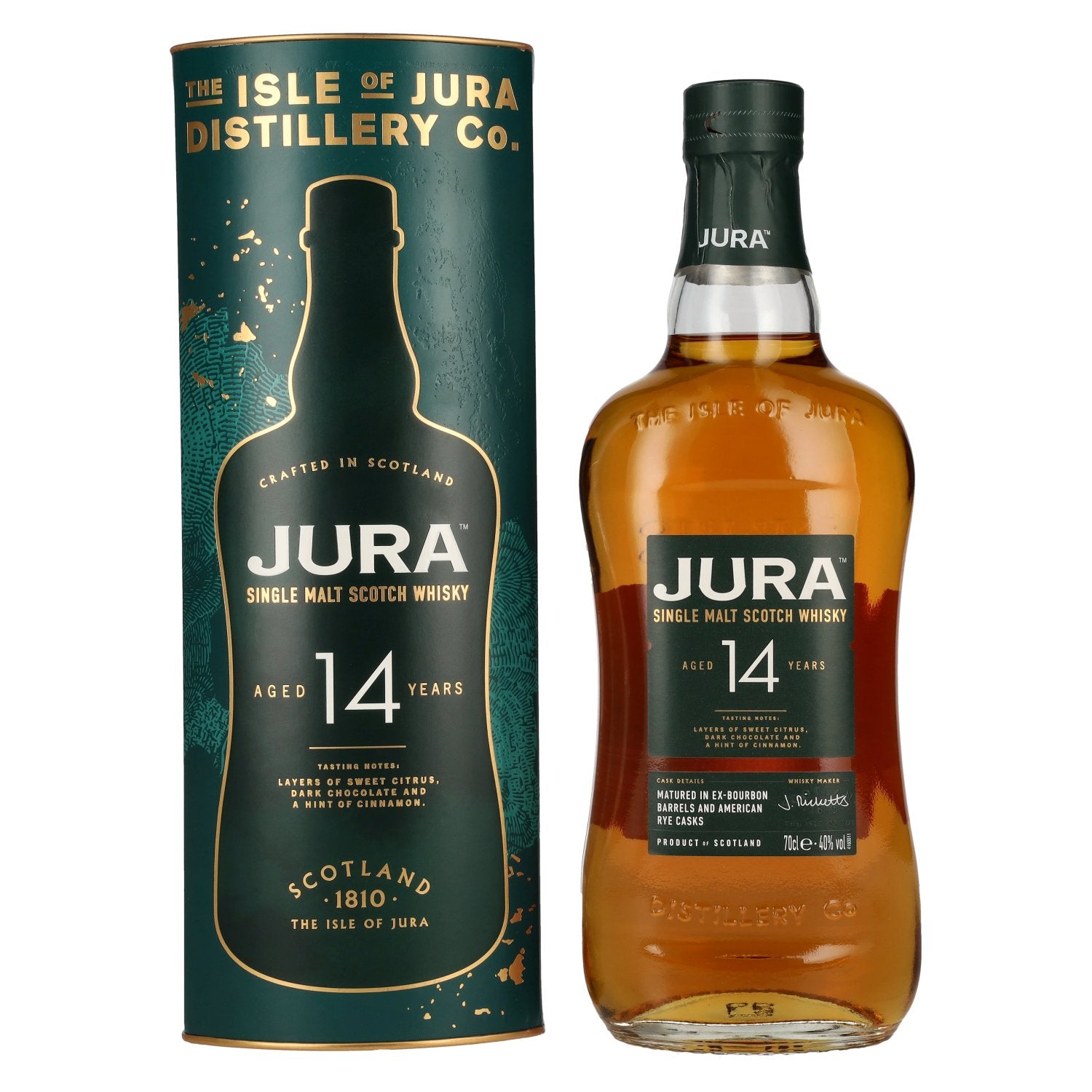 Jura 14 Years Old American Rye Cask Single Malt Scotch Whisky 40% Vol. 0,7l in Giftbox