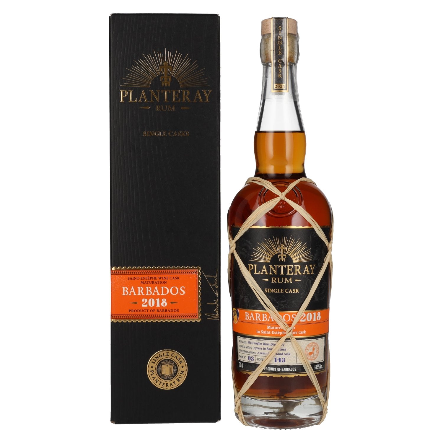 Planteray Rum BARBADOS 2018 Saint Estephe Cask Finish 50,5% Vol. 0,7l in Giftbox