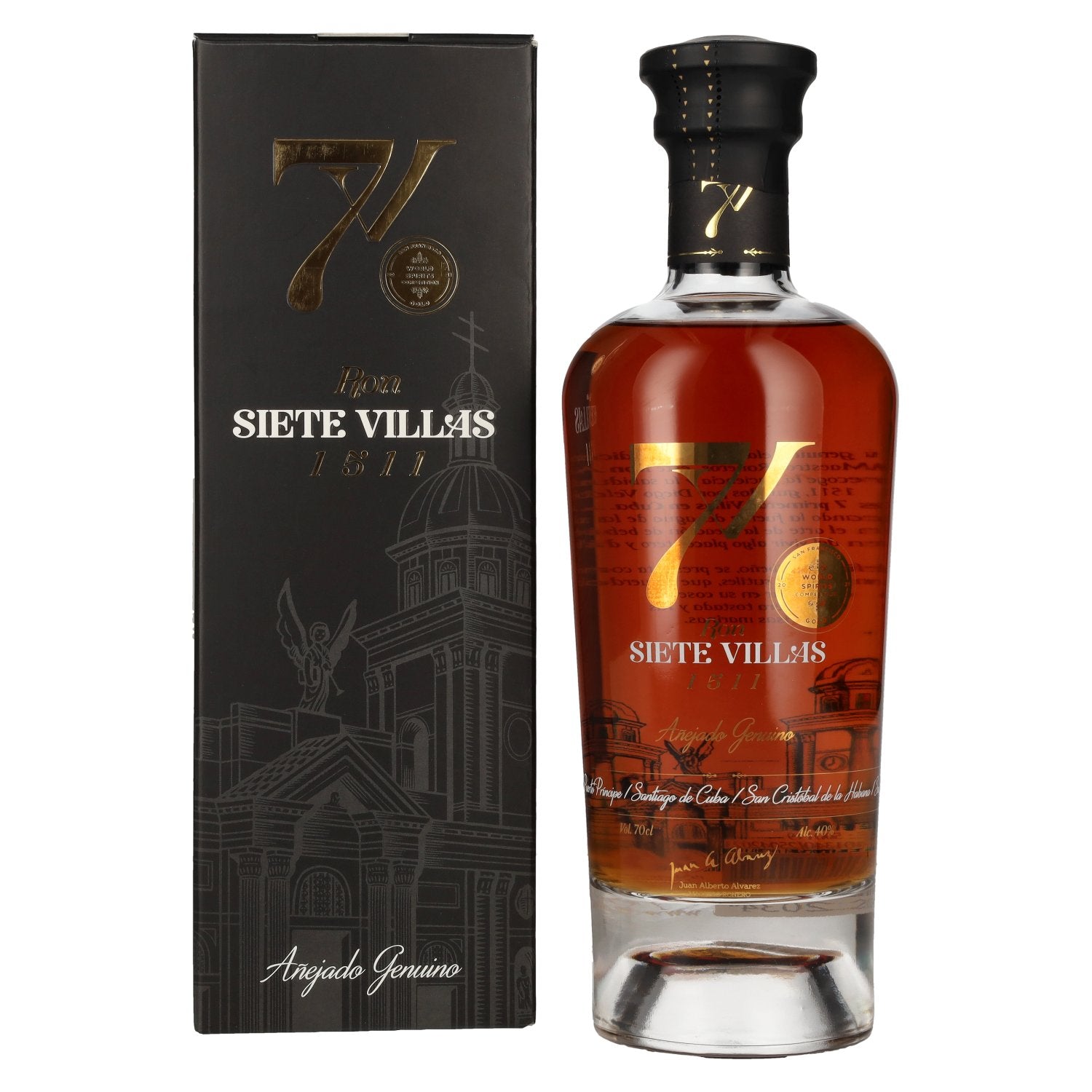 Ron 7 Siete Villas 1511 Anejado Genuino Rum 40% Vol. 0,7l in Giftbox
