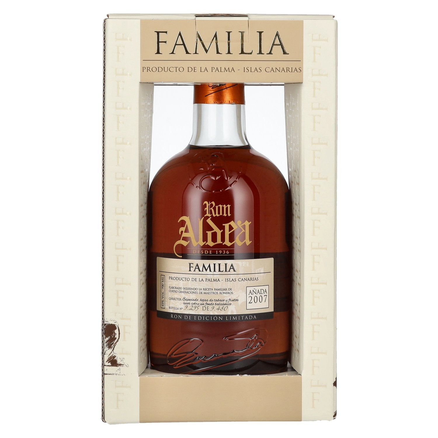 Ron Aldea FAMILIA Edicion Limitada Anada 2007 43% Vol. 0,7l in Giftbox
