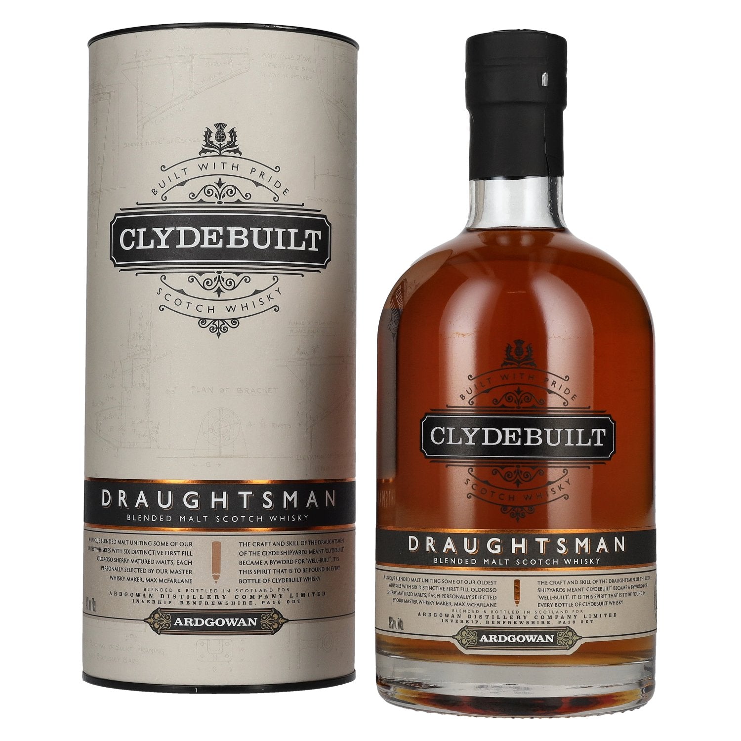 Ardgowan Clydebuilt DRAUGHTSMAN Blendend Malt Scotch Whisky 46% Vol. 0,7l in Giftbox