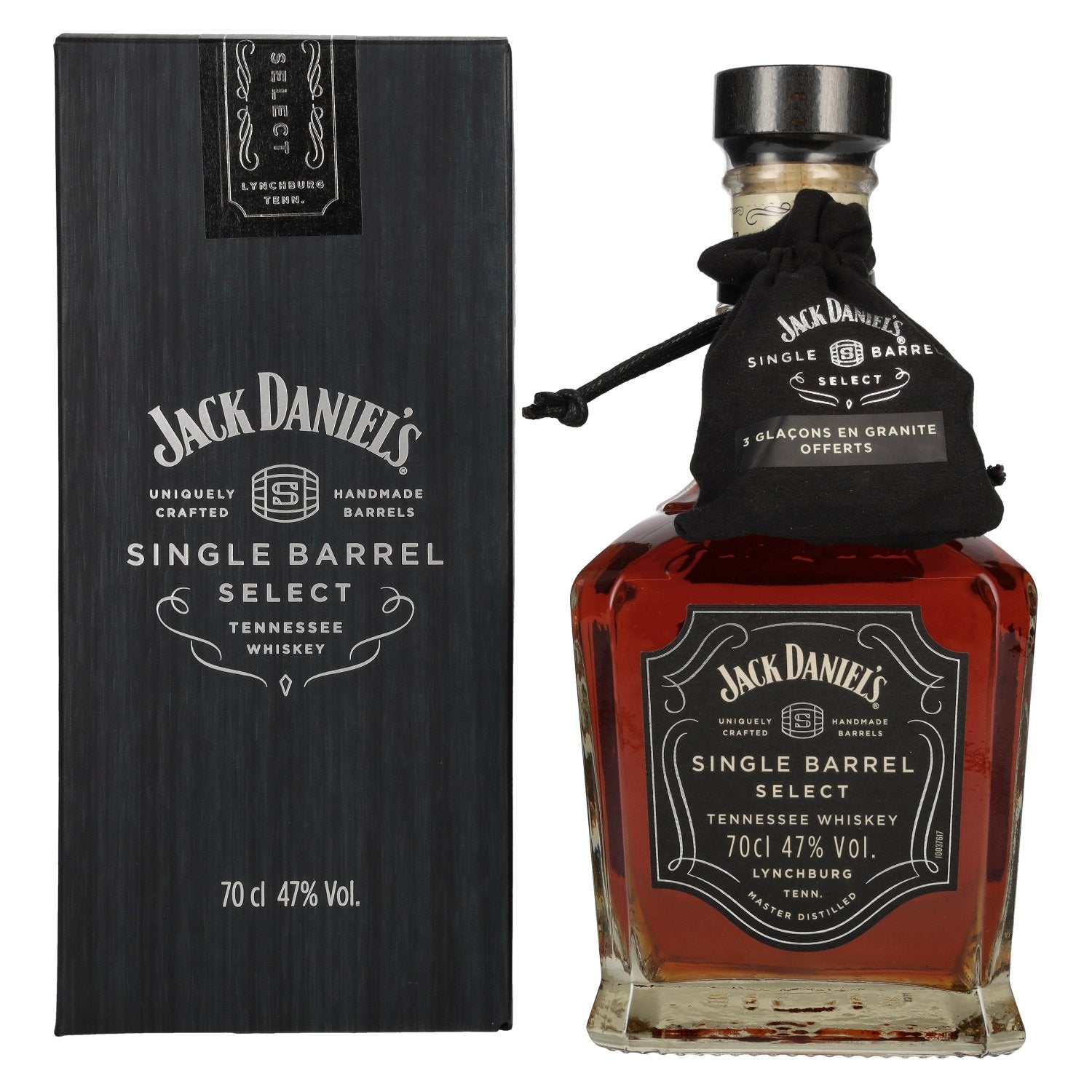 Jack Daniel's Select Single Barrel Tennessee Whiskey 47% Vol. 0,7l in Giftbox with Whisky Stones