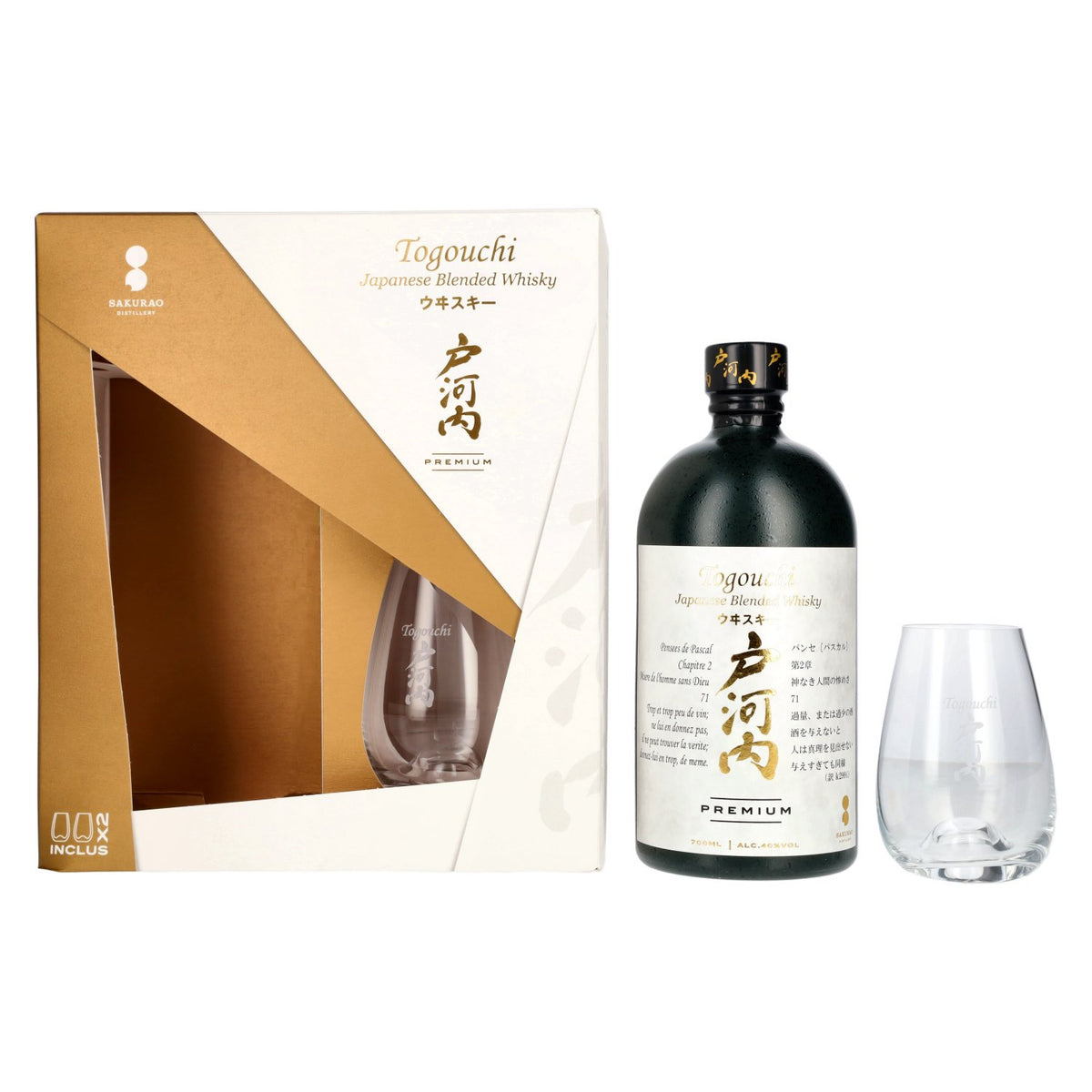 Togouchi Premium Japanese Blended Whisky 40% Vol. 0,7l in Giftbox with 2 glasses