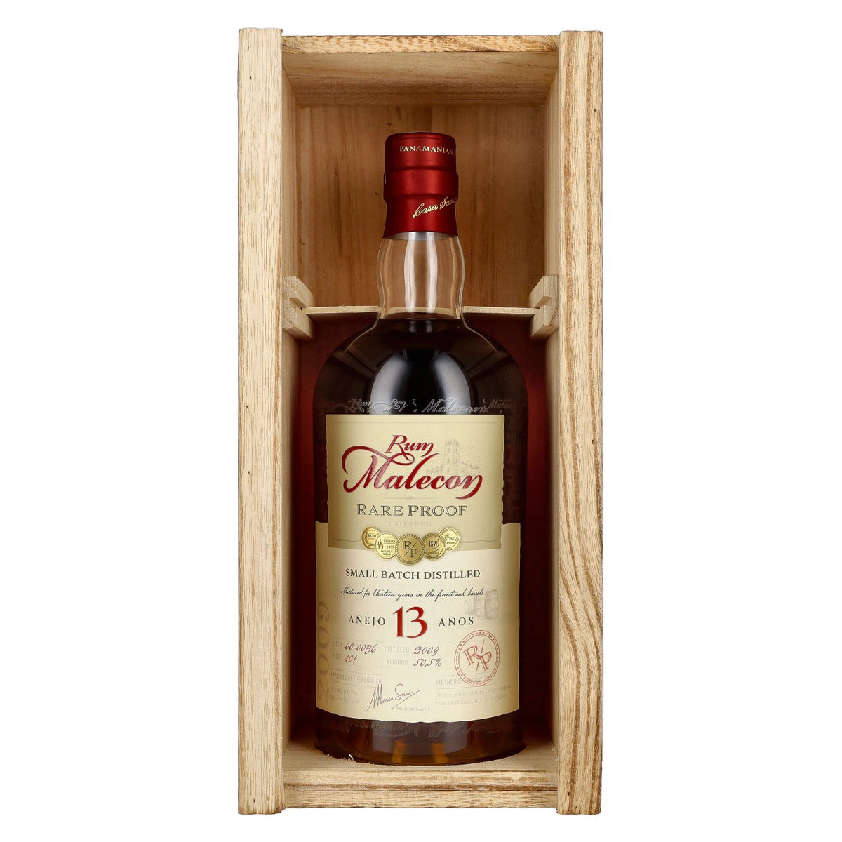 Rum Malecon Anejo 13 Anos RARE PROOF 2009 50,5% Vol. 0,7l in Holzkiste