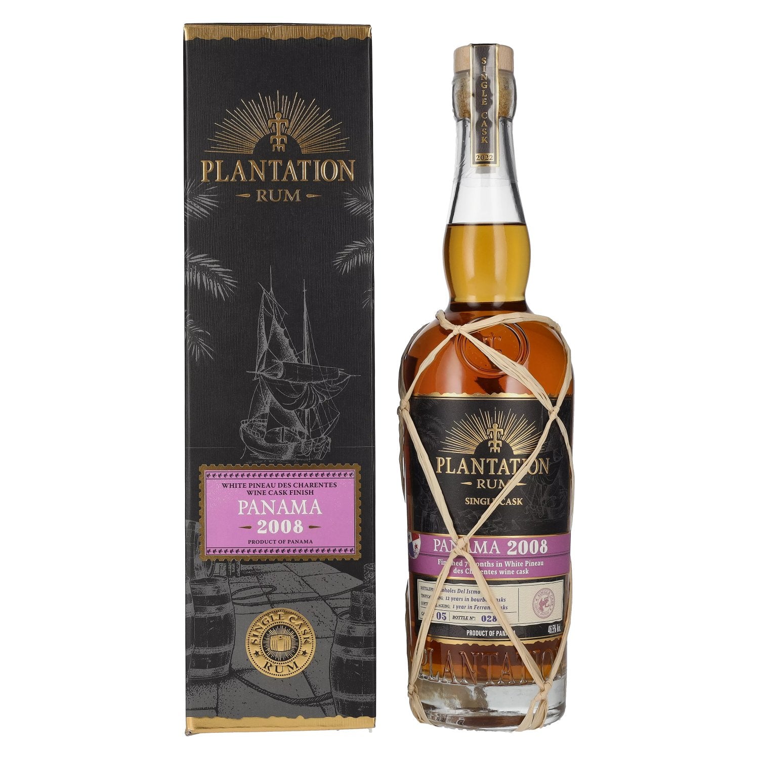 Plantation Rum PANAMA Single Cask White Pineau des Charentes Finish 2008 46,5% Vol. 0,7l in Giftbox
