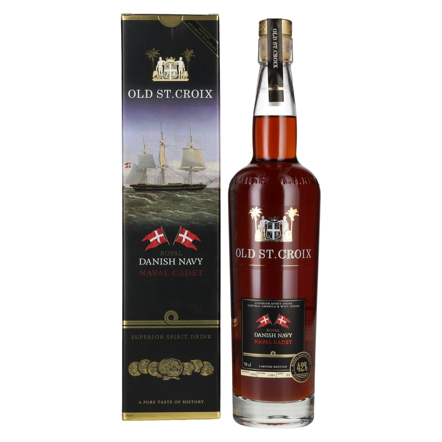 Old St. Croix A.H. Riise Royal DANISH NAVY NAVAL CADET Superior Spirit Drink 42% Vol. 0,7l in Giftbox