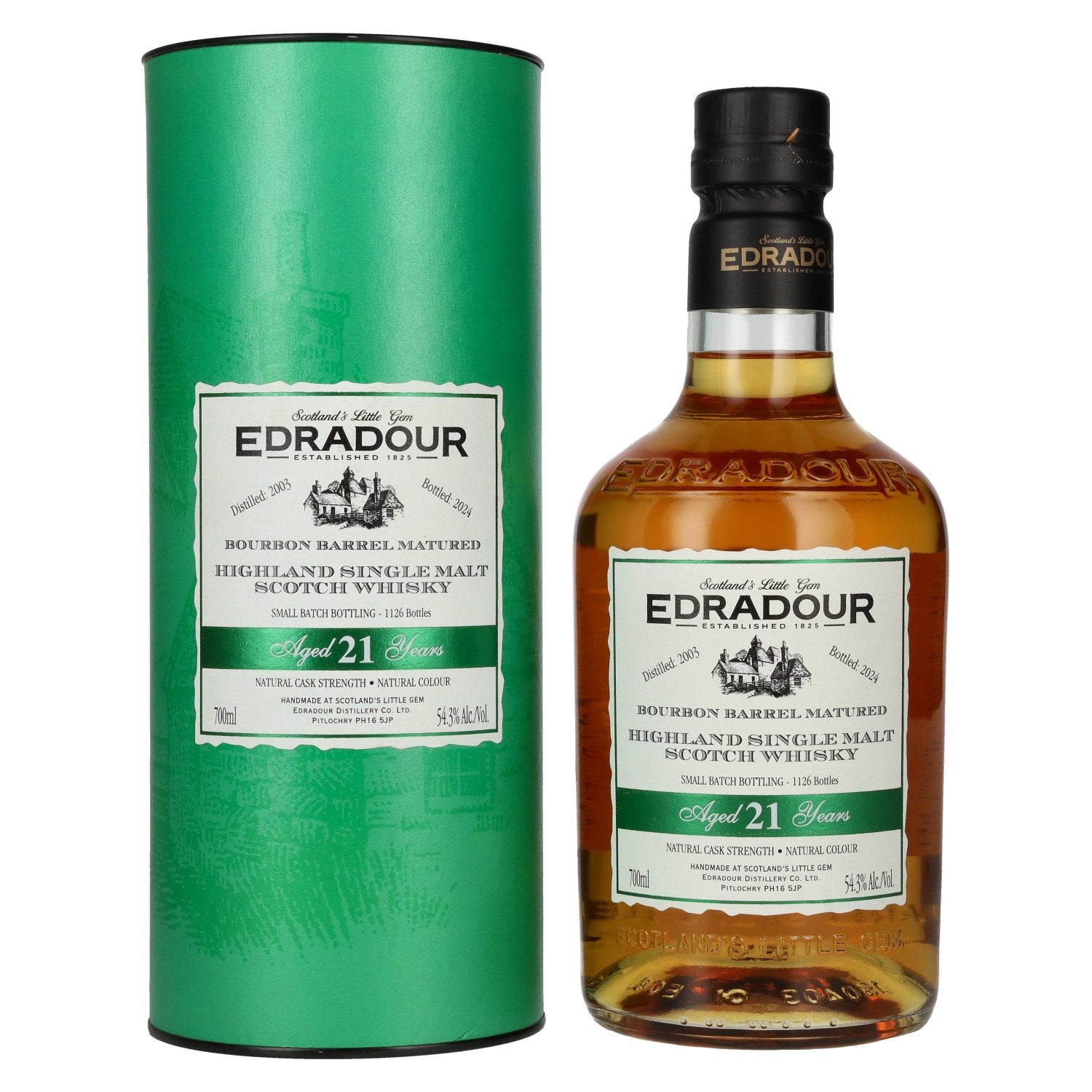 Edradour 21 Years Old Bourbon Barrel Matured Highland Single Malt Whisky 54,3% Vol. 0,7l in Giftbox