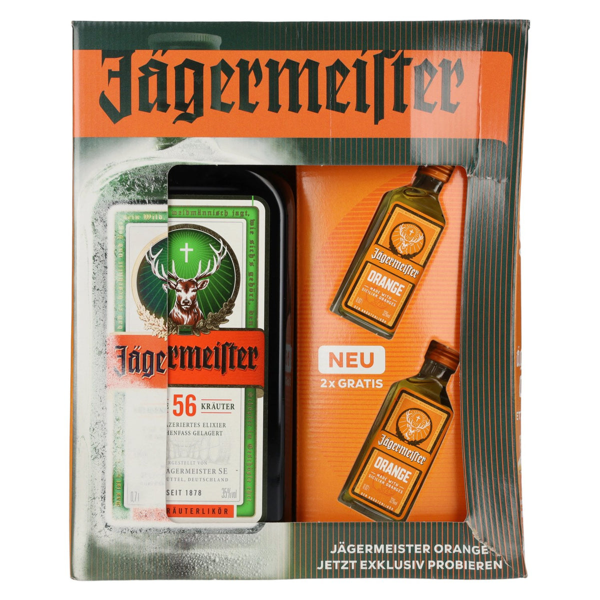 Jaegermeister On Pack 34,9% Vol. 0,7l with 2 Jaegermeister Orange 0,02l