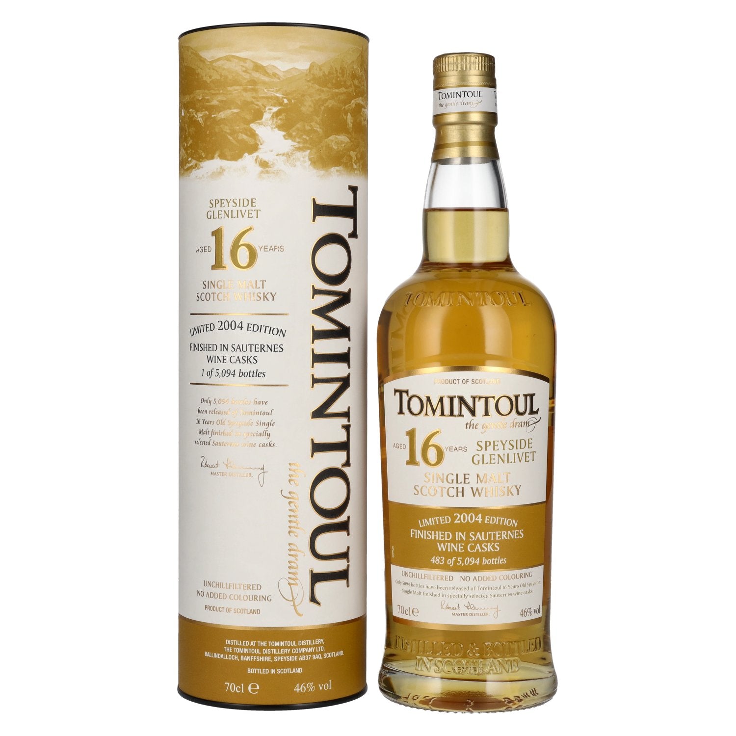 Tomintoul 16 Years Old The Gentle Dram Single Malt Scotch Whisky Limited Edition 2004 46% Vol. 0,7l in Giftbox