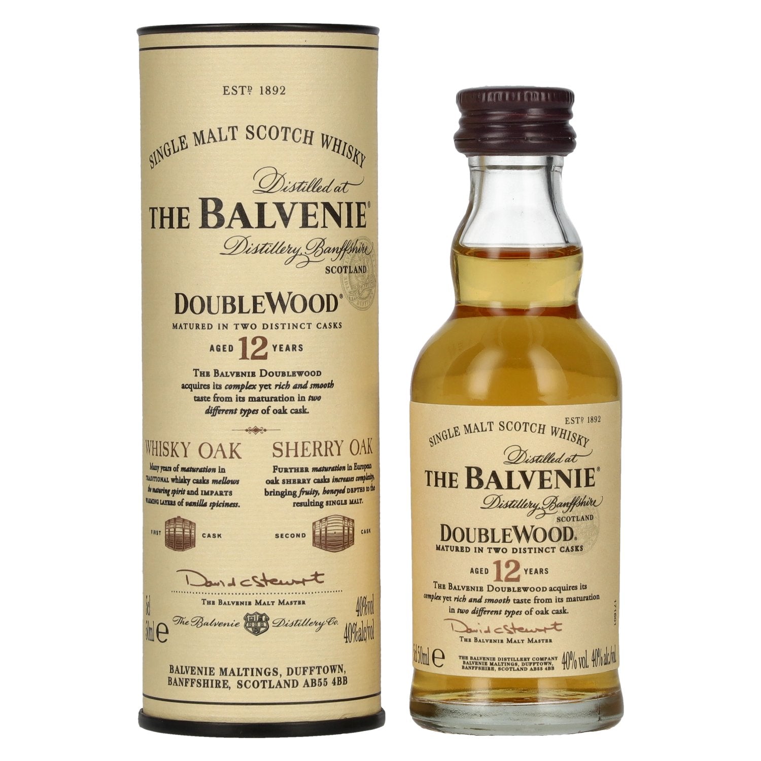 The Balvenie 12 Years Old Double Wood 40% Vol. 0,05l in Giftbox