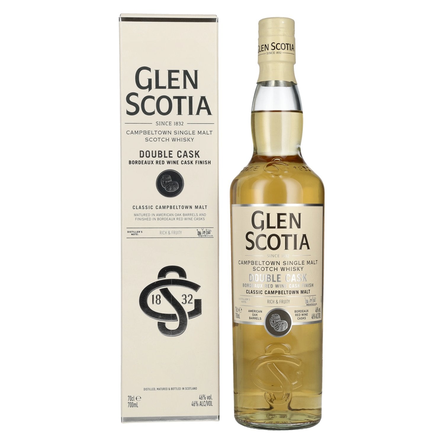Glen Scotia DOUBLE CASK Bordeaux Red Wine Cask Single Malt Scotch Whisky 46% Vol. 0,7l in Giftbox