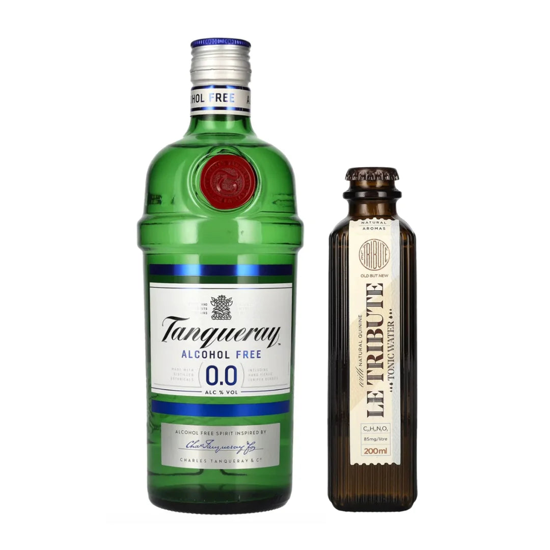 Set of 2-bottle Tanqueray alcohol free 0.0% 0,7l and Le Tribute Tonic Water 0,2l