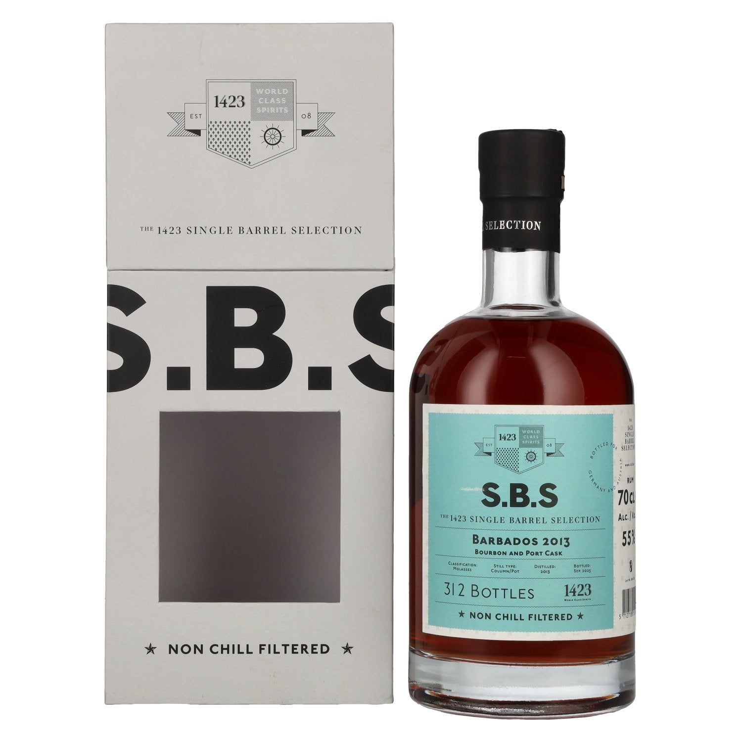 1423 S.B.S BARBADOS Bourbon and Port Cask 2013 55% Vol. 0,7l in Giftbox