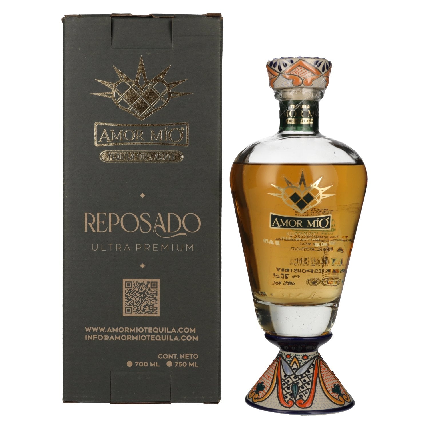 Buy Amor Mio Tequila Reposado 100% Agave Azul 40% Vol. 0,7l in Giftbox   Reposado, Oro and Gold Tequila  Mydrinx.shop