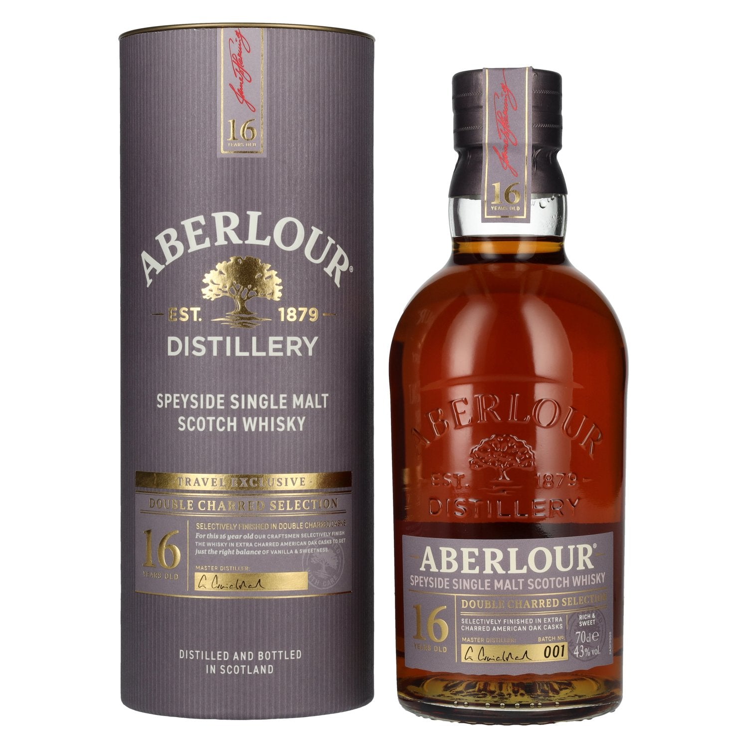 Aberlour 16 Years Old DOUBLE CHARRED SELECTION Travel Exclusive Speyside Single Malt 43% Vol. 0,7l in Giftbox