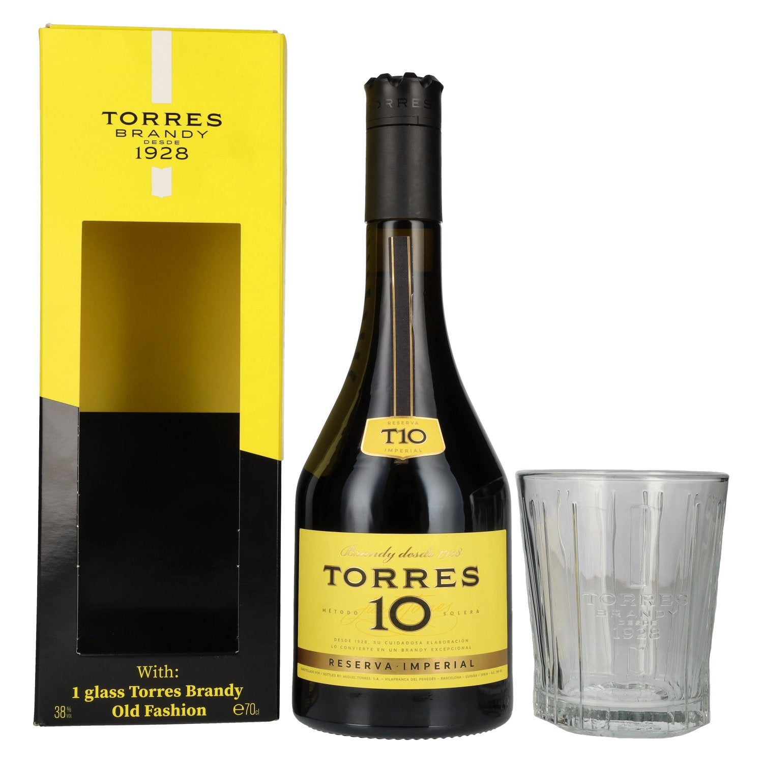Torres 10 RESERVA IMPERIAL Brandy 38% Vol. 0,7l in Giftbox with glass