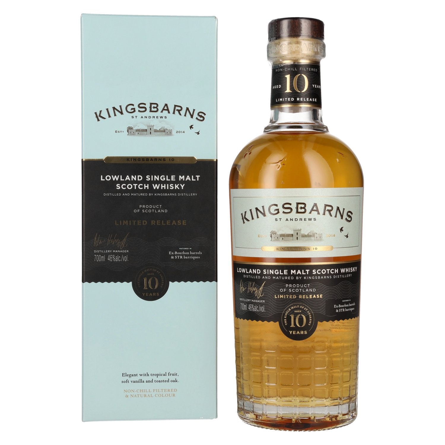 Kingsbarns 10 Years Old Lowland Single Malt Scotch Whisky Limited Release 46% Vol. 0,7l in Giftbox