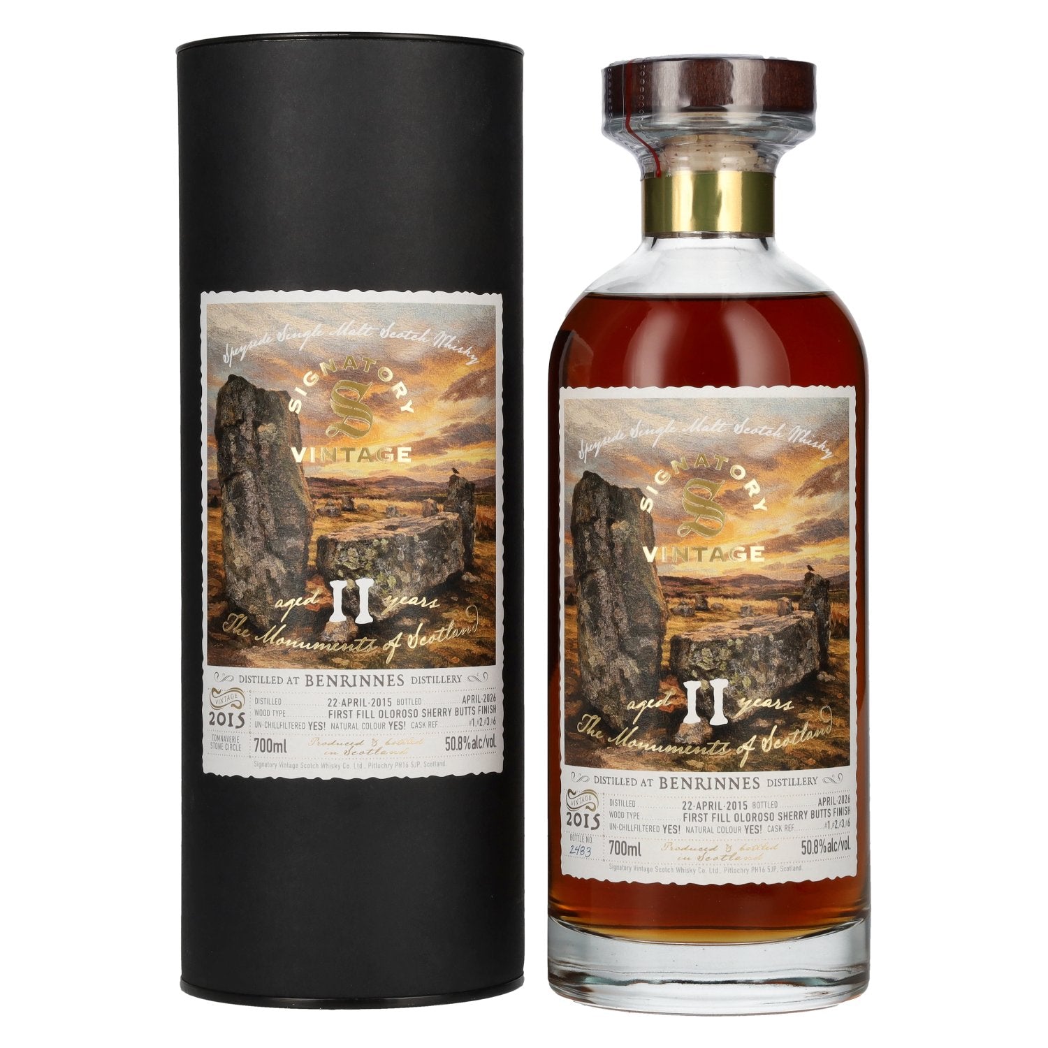 Signatory Vintage BENRINNES 11 Years Old 1st Fill Oloroso Sherry Butt Monuments 2015 50,8% Vol. 0,7l in Giftbox