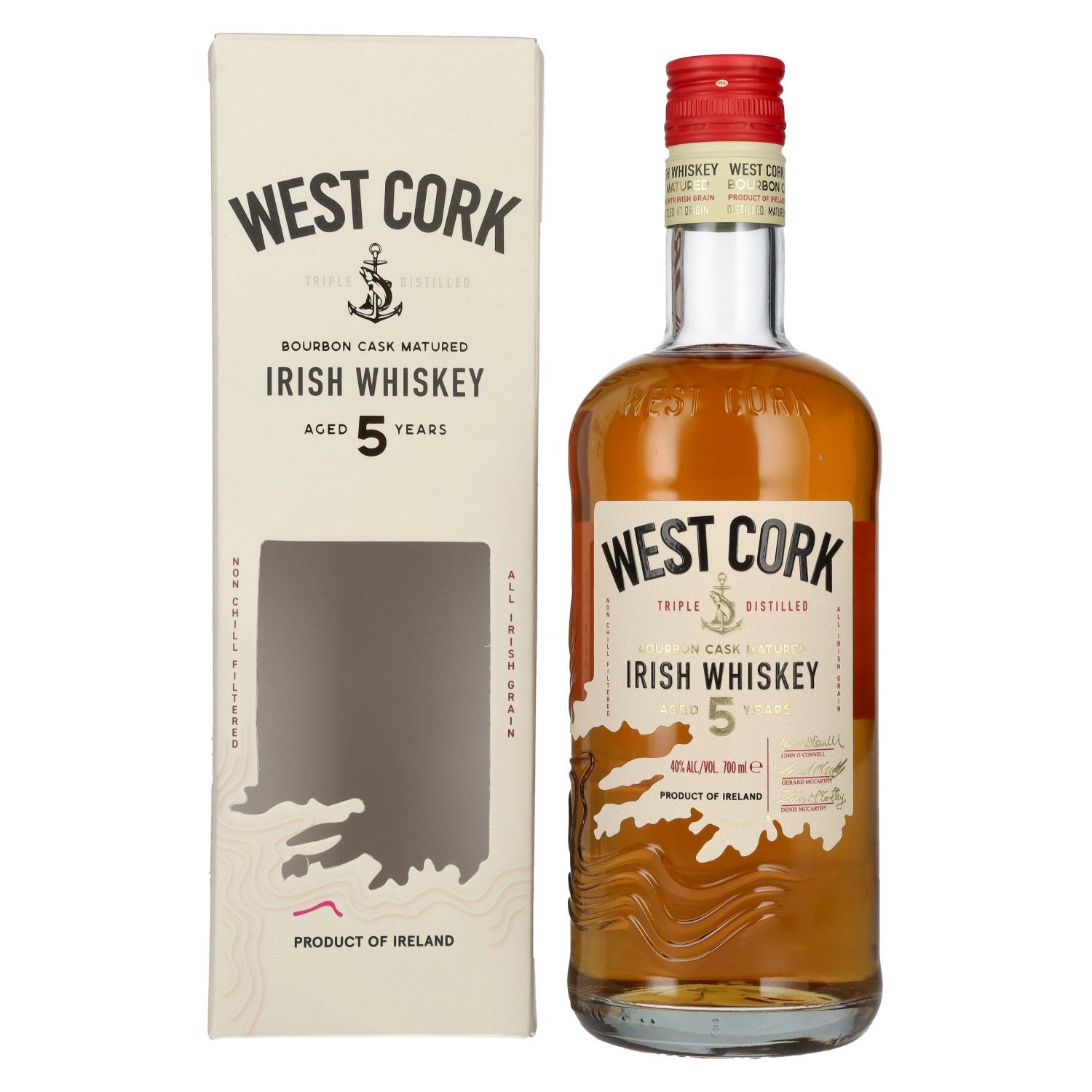 West Cork 5 Years Old Bourbon Cask Irish Whiskey 40% Vol. 0,7l in Giftbox