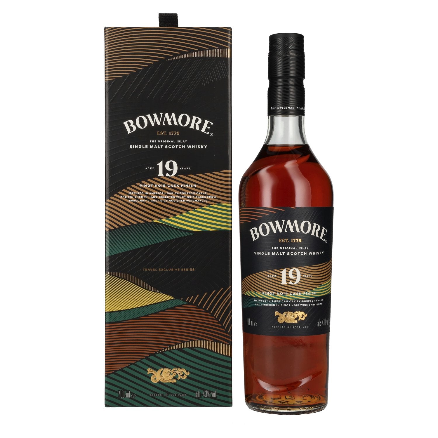 Bowmore 19 Years Old Pinot Noir Cask Finish Islay Single Malt 43% Vol. 0,7l in Giftbox