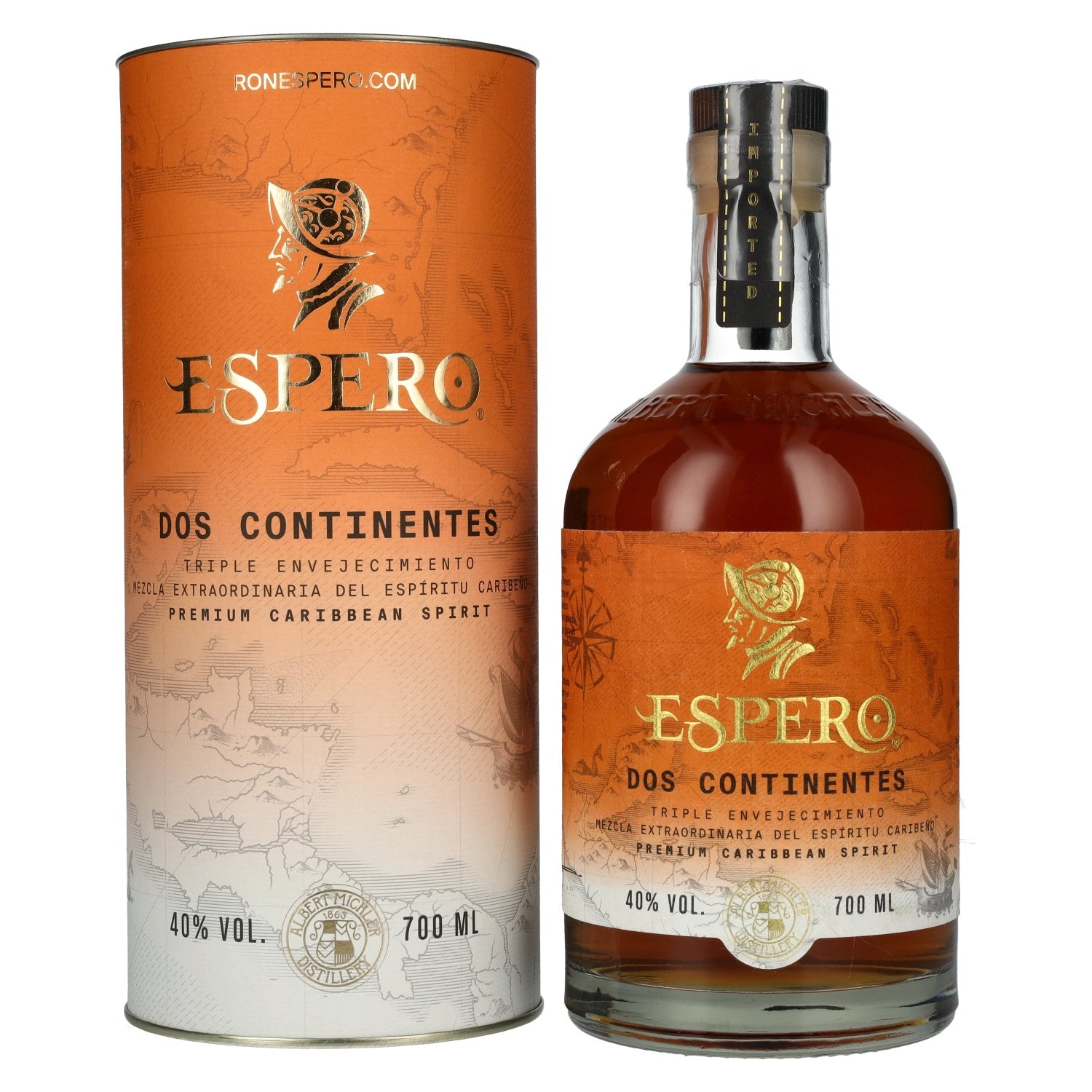 Ron Espero Dos Continentes Premium Caribbean Spirit 40% Vol. 0,7l in Giftbox