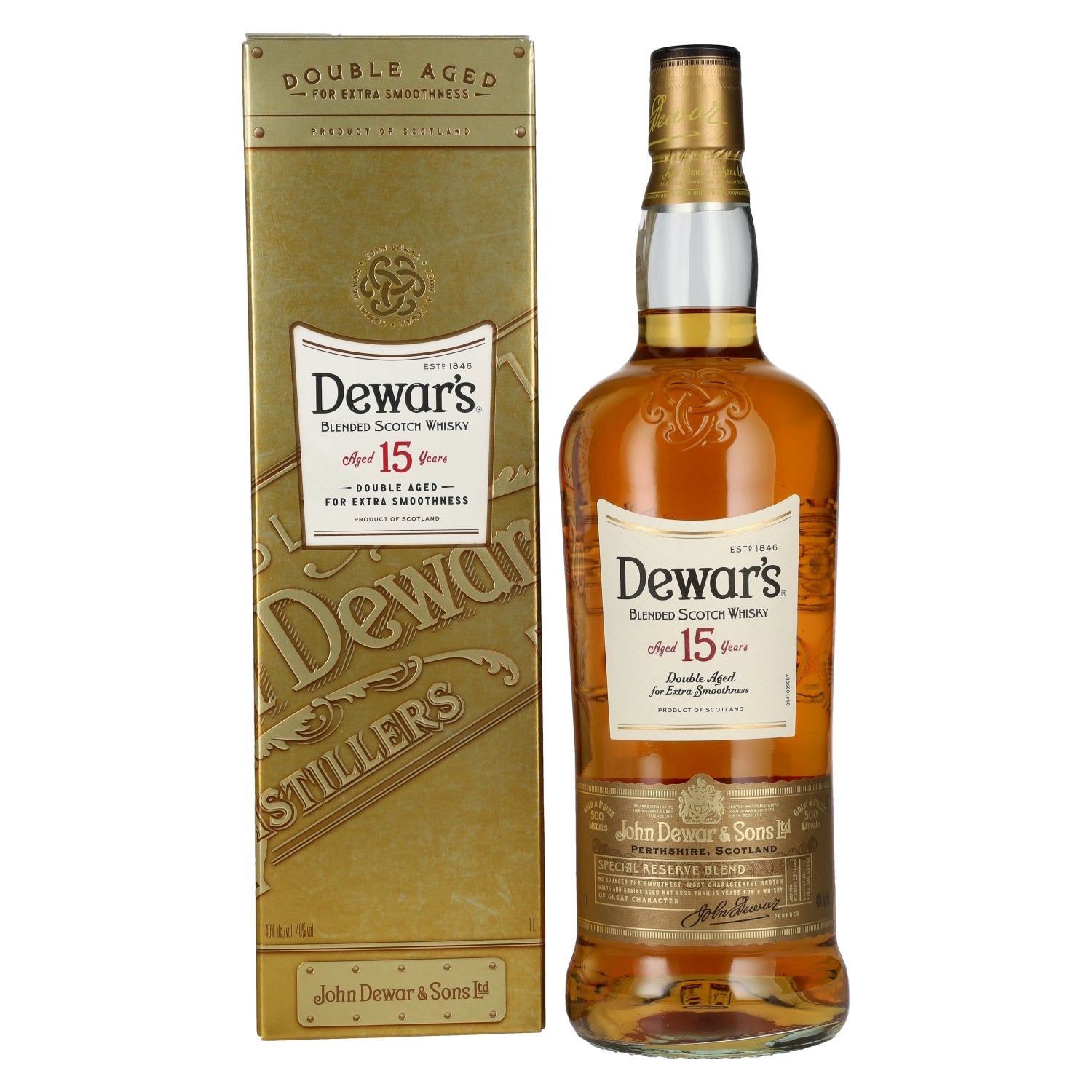 Dewar's 15 Years Old Double Aged Blended Scotch Whisky 40% Vol. 1l in Giftbox