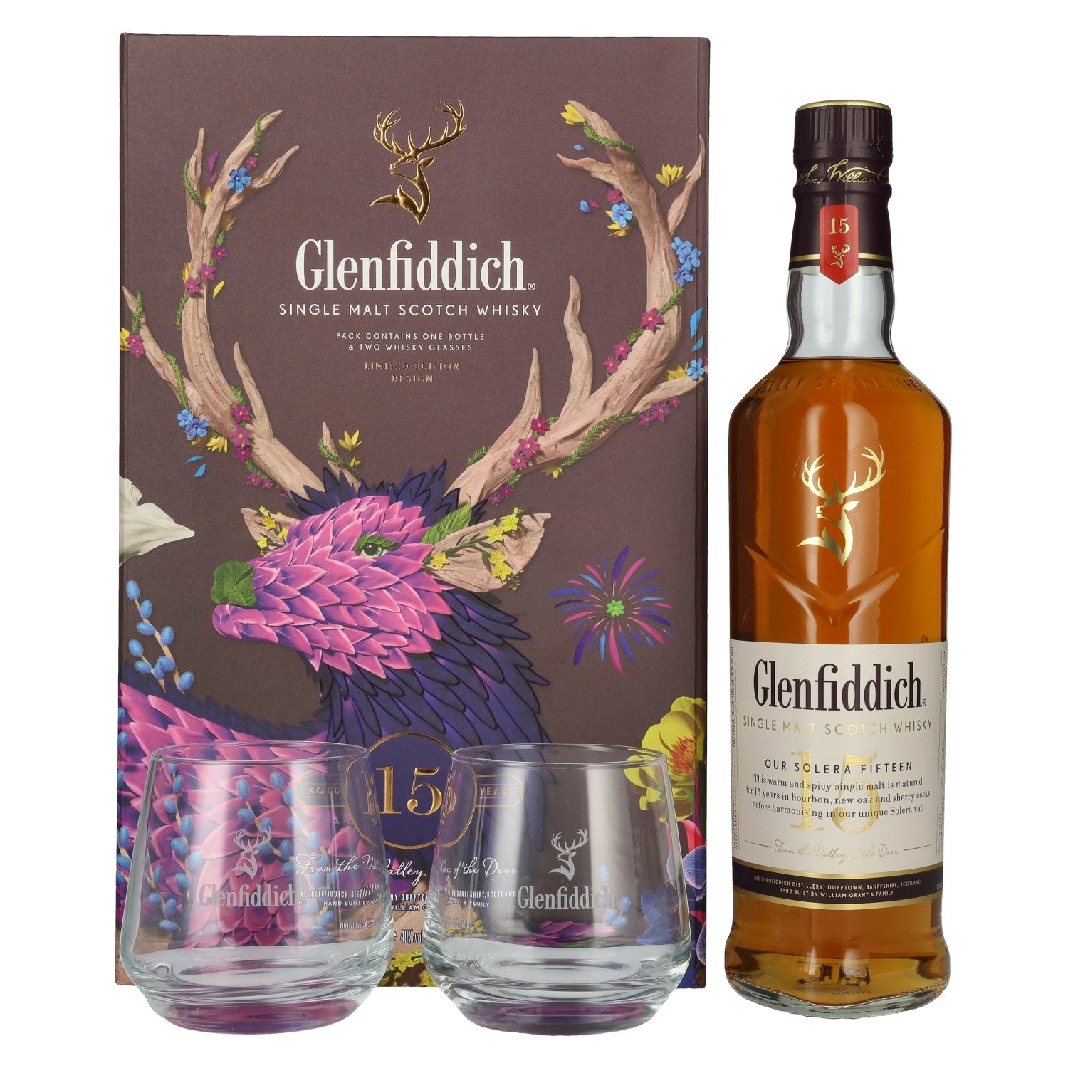 Glenfiddich 15 OUR SOLERA Single Malt Scotch Whisky 40% Vol. 0,7l in Giftbox with 2 glasses