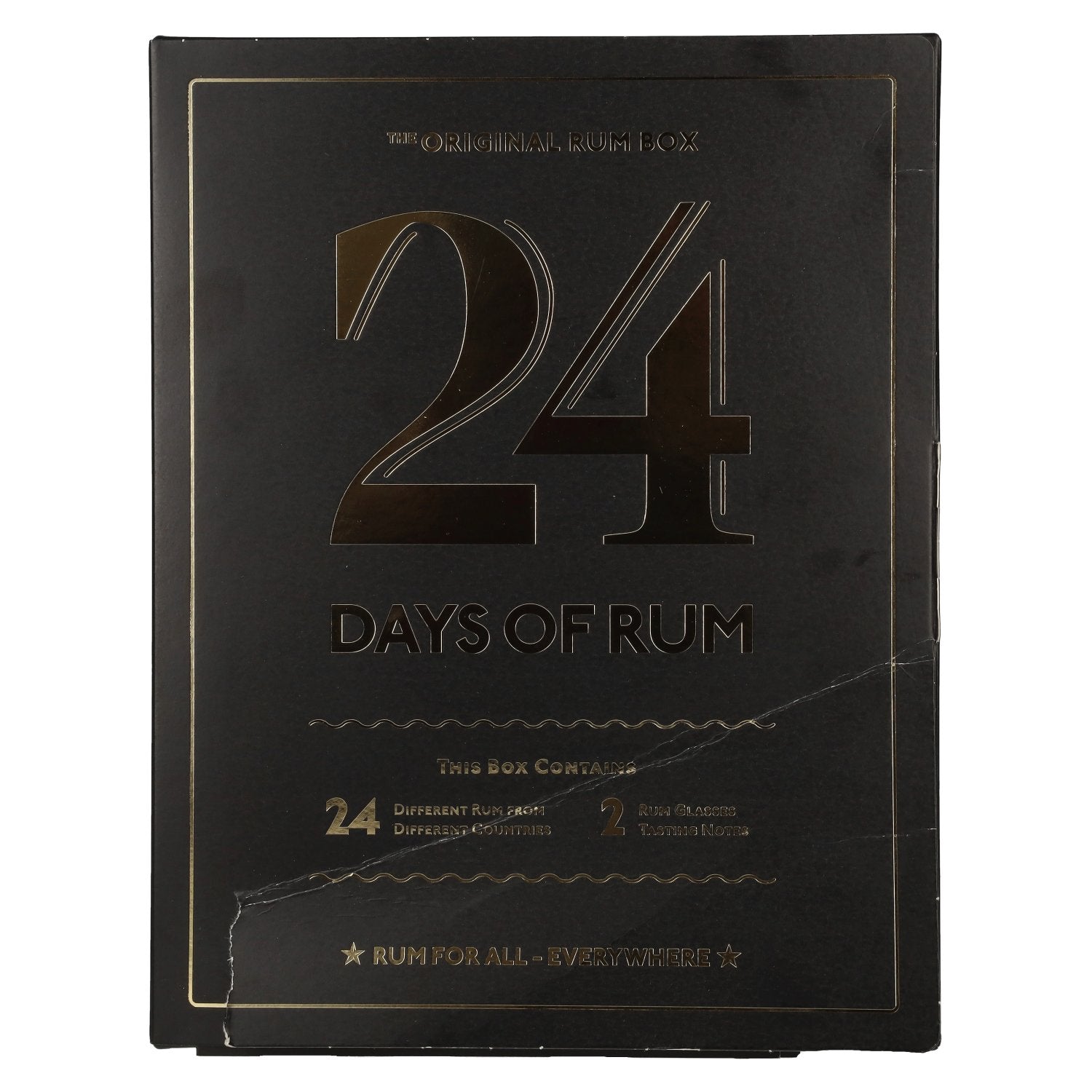 24 DAYS OF RUM The Original Rum Box Black Edition 41,3% Vol. 24x0,02l in Giftbox with 2 Nosing glasses