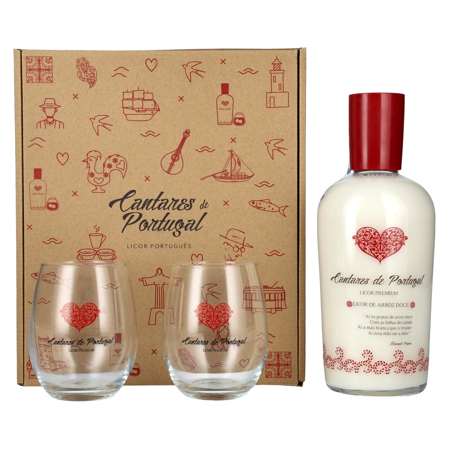 Cantares de Portugal Licor de Arroz Doce 15% Vol. 0,7l in Giftbox with 2 glasses
