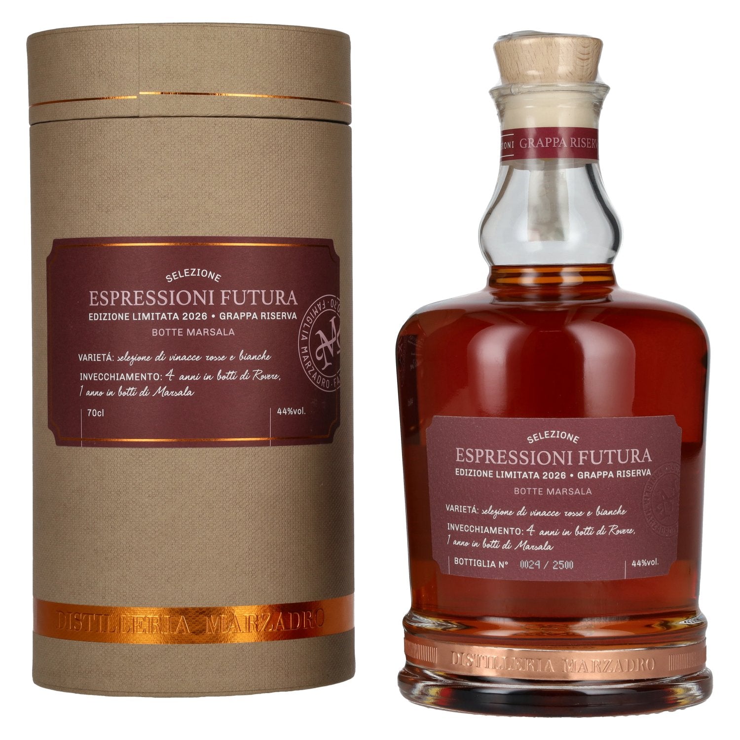 Marzadro ESPRESSIONI FUTURA Grappa 2026 44% Vol. 0,7l in Giftbox