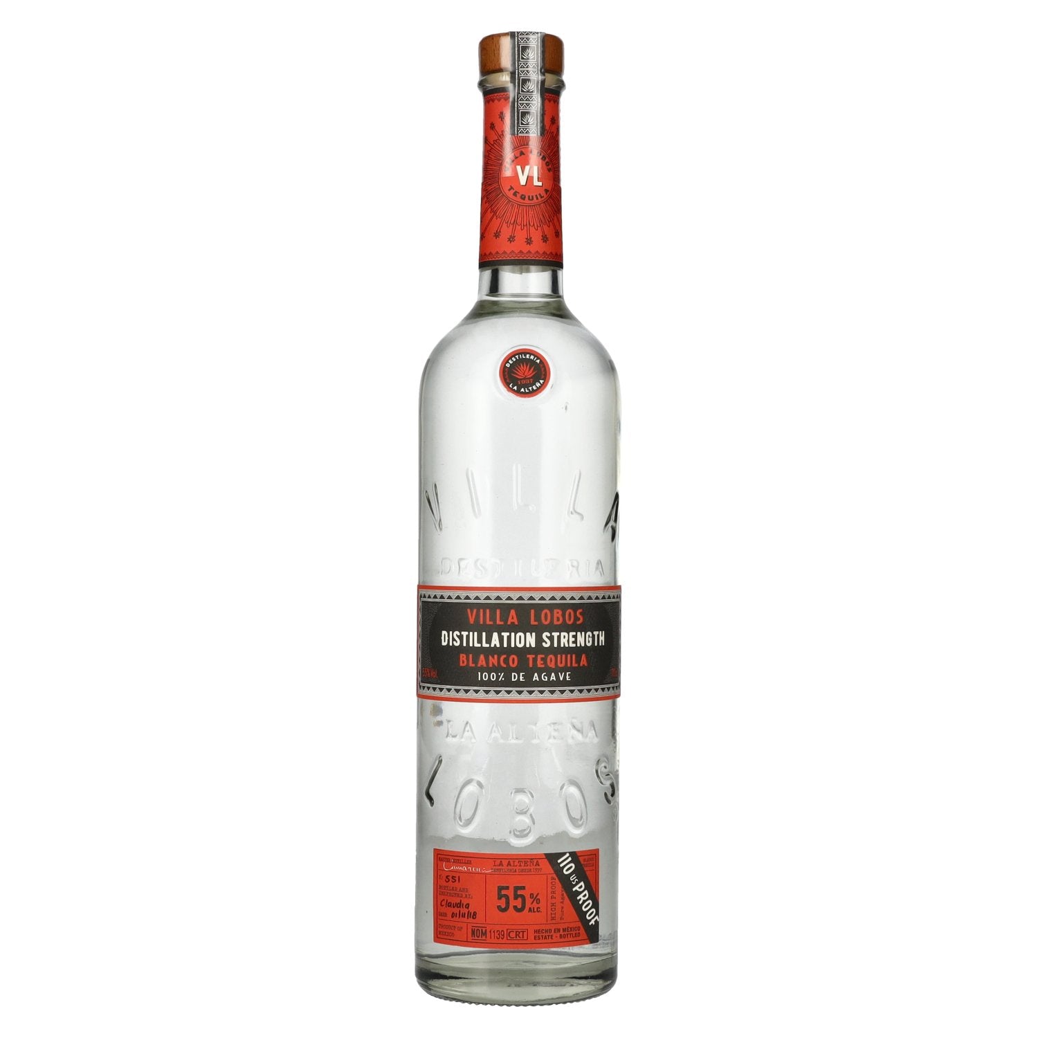 Villa Lobos DISTILLATION STRENGTH Blanco Tequila 100% de Agave 55% Vol. 0,7l