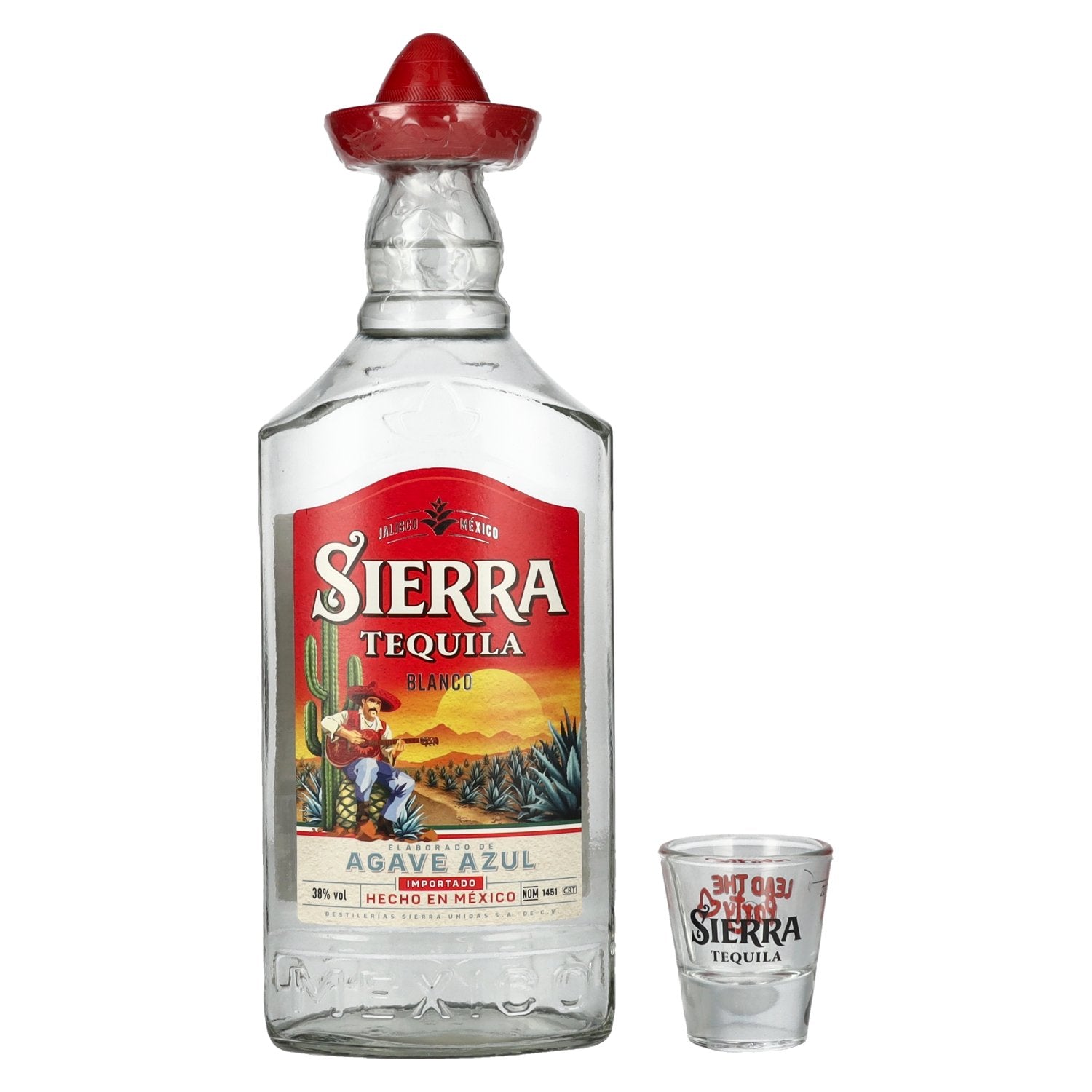 Sierra Tequila Blanco 38% Vol. 0,7l with glass