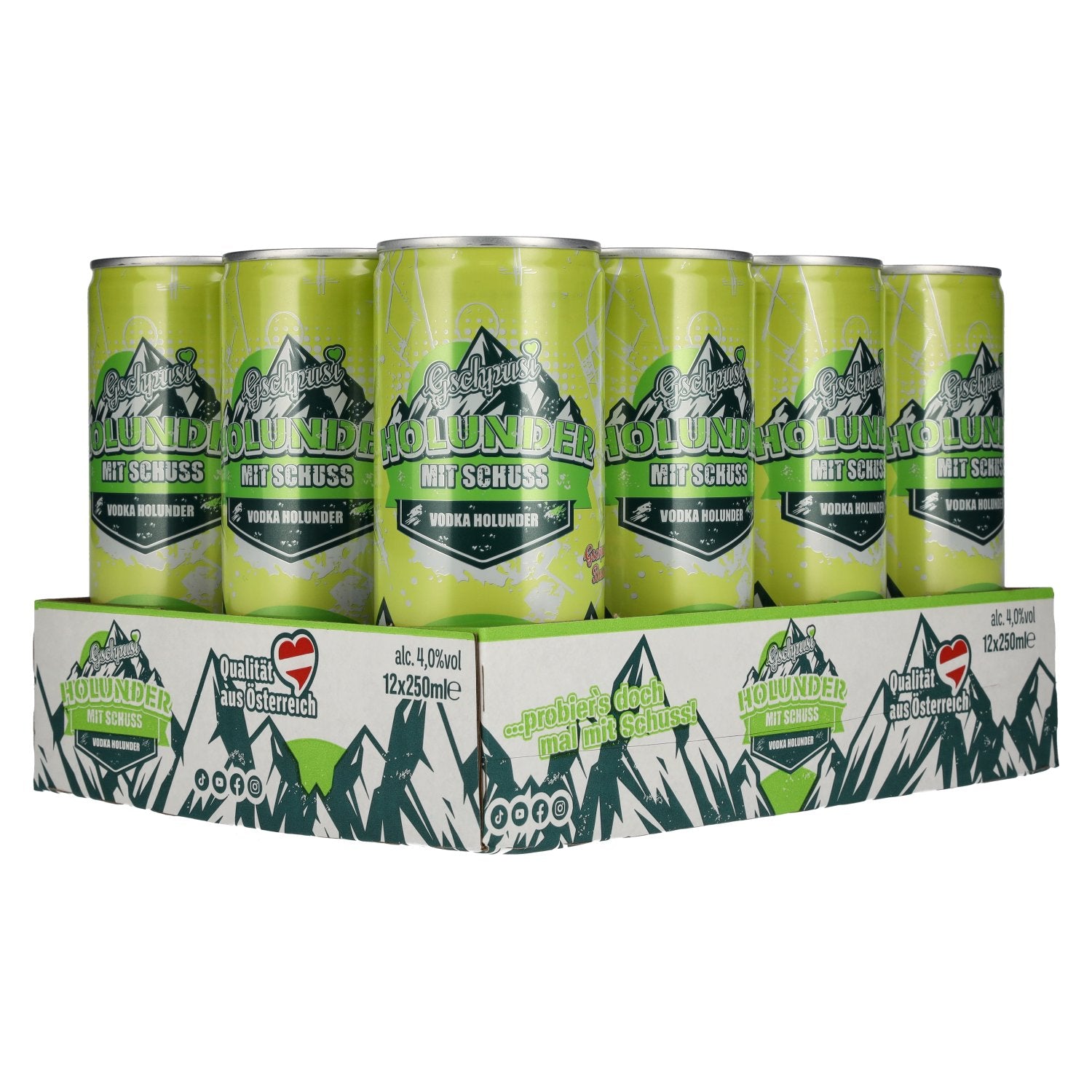 Gschpusi Holunder with Schuss Pfand 4% Vol. 12x0,25l Dosen