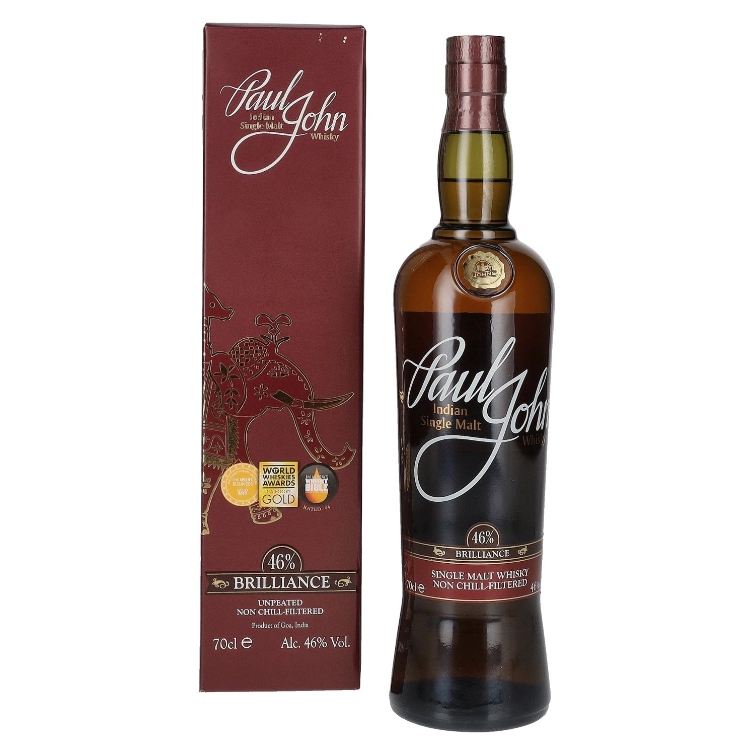Paul John BRILLIANCE Indian Single Malt Whisky 46% Vol. 0,7l in Giftbox