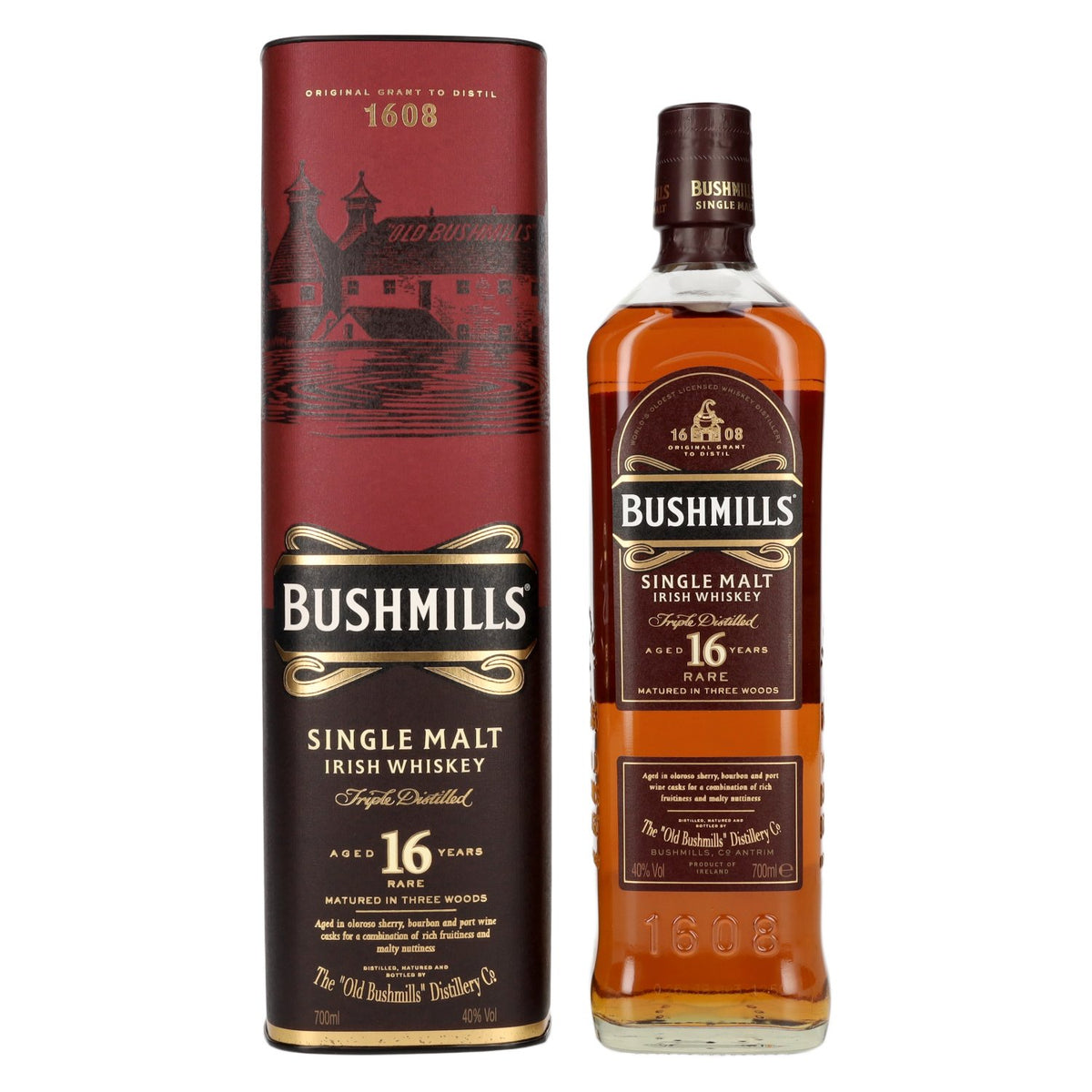 Bushmills 16 Years Old TRIPLE DISTILLED Single Malt Whiskey 40% Vol. 0,7l in Giftbox New Design