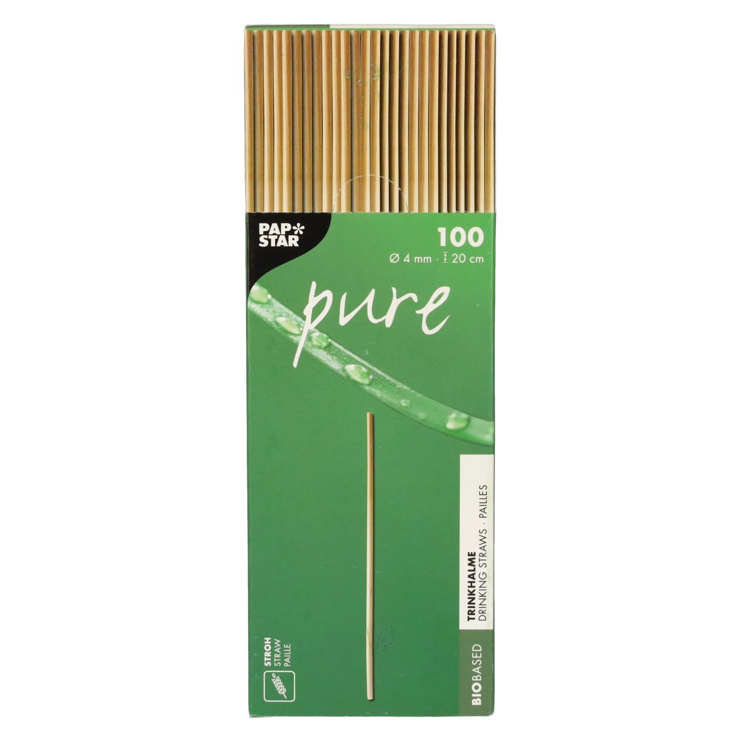 Bio-Strohhalme aus Stroh 20 cm 100 Stueck