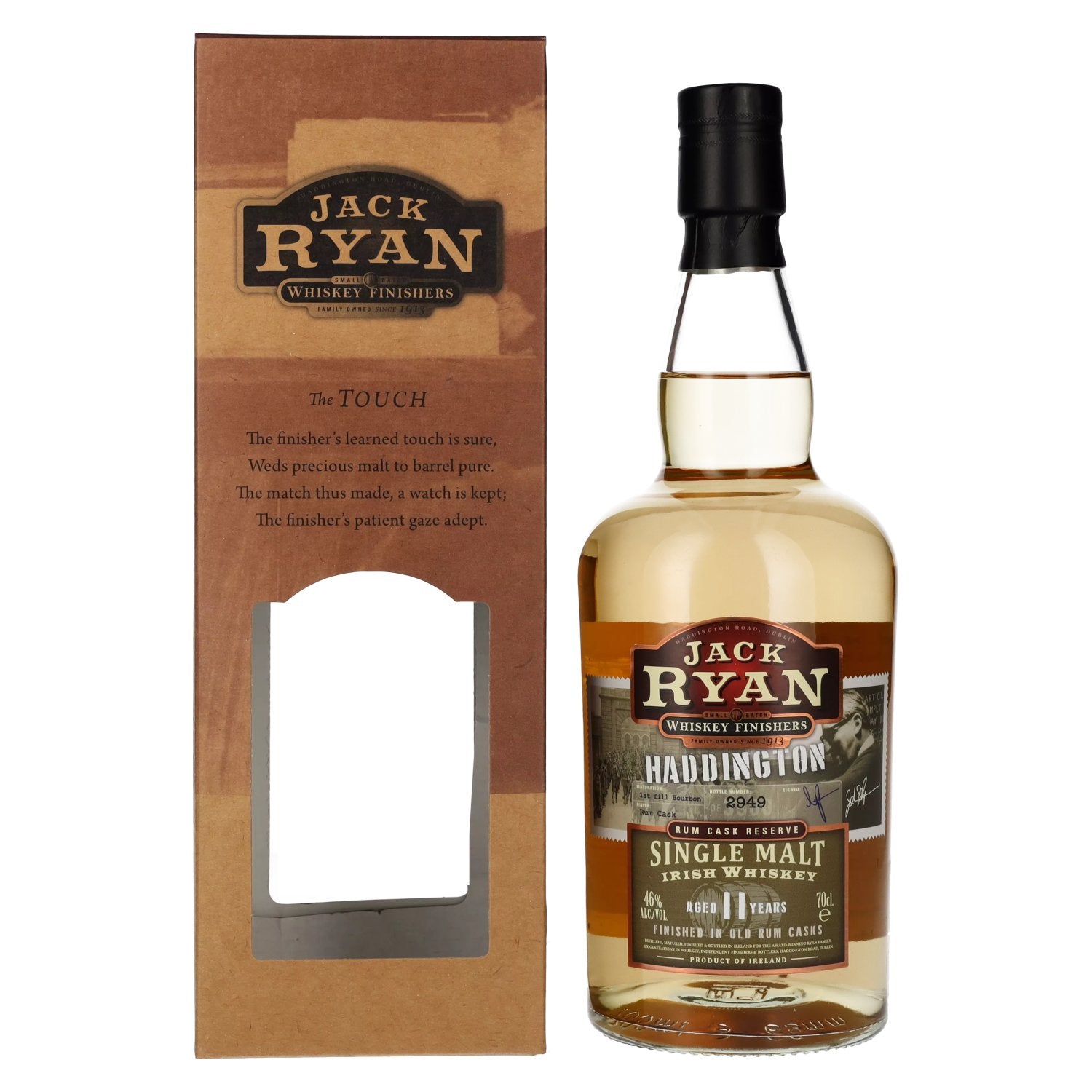 Jack Ryan HADDINGTON 11 Years Old Single Malt Irish Whiskey Rum Cask Reserve 46% Vol. 0,7l in Giftbox
